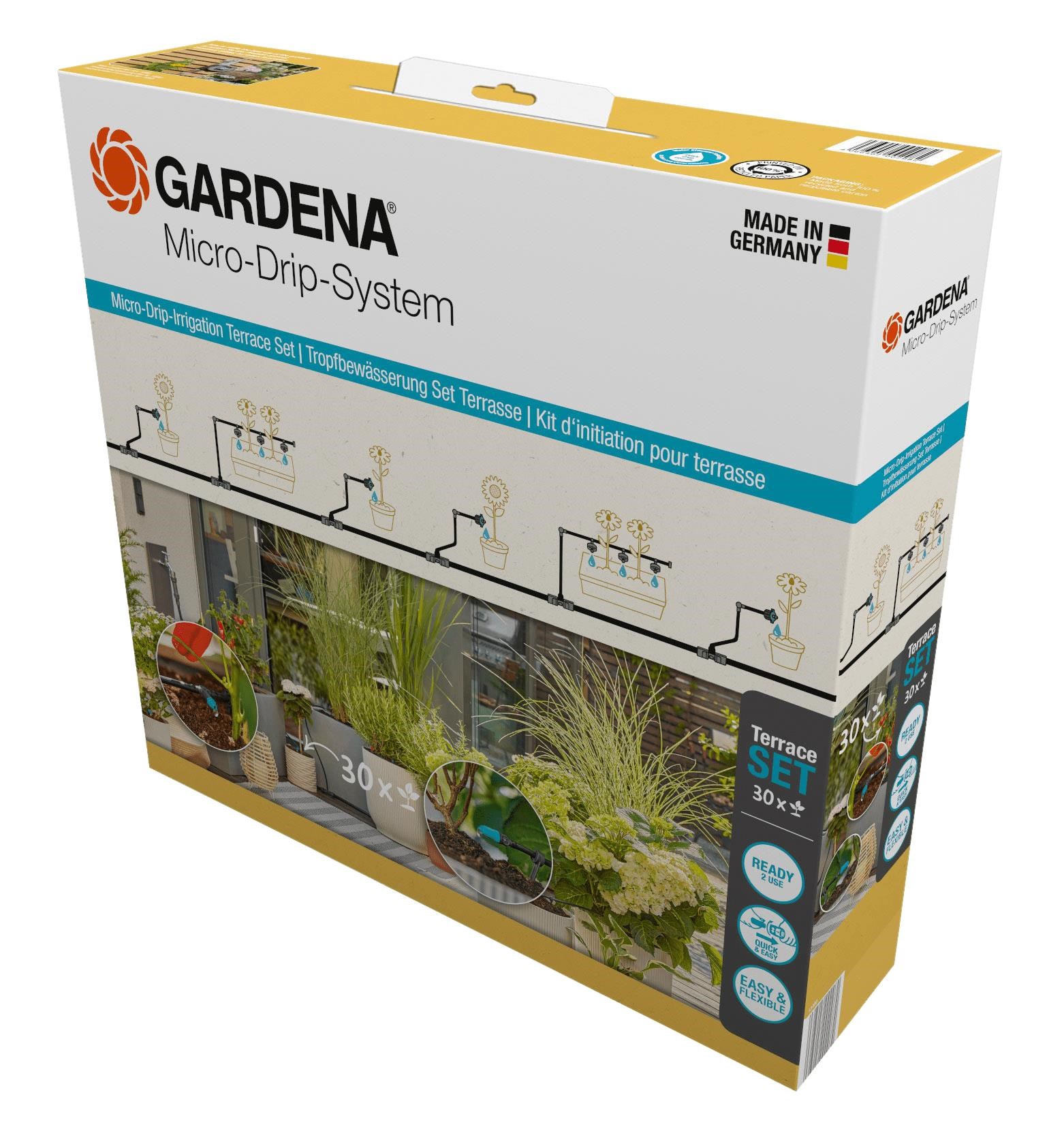 Gardena Tropfbewässerung Set Terrasse (30 Pflanzen) - Gartenbewaesserung 13400-20