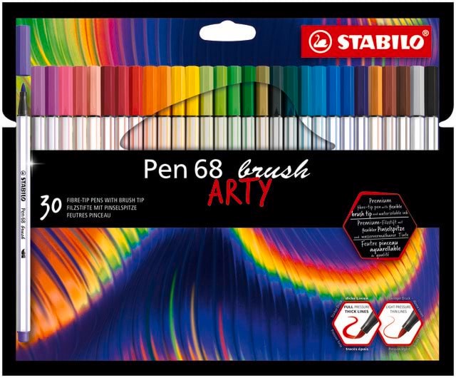 Stabilo Pen 68 Arty Carton Pack of 30 Brush Pens - Hobby Zubehoer