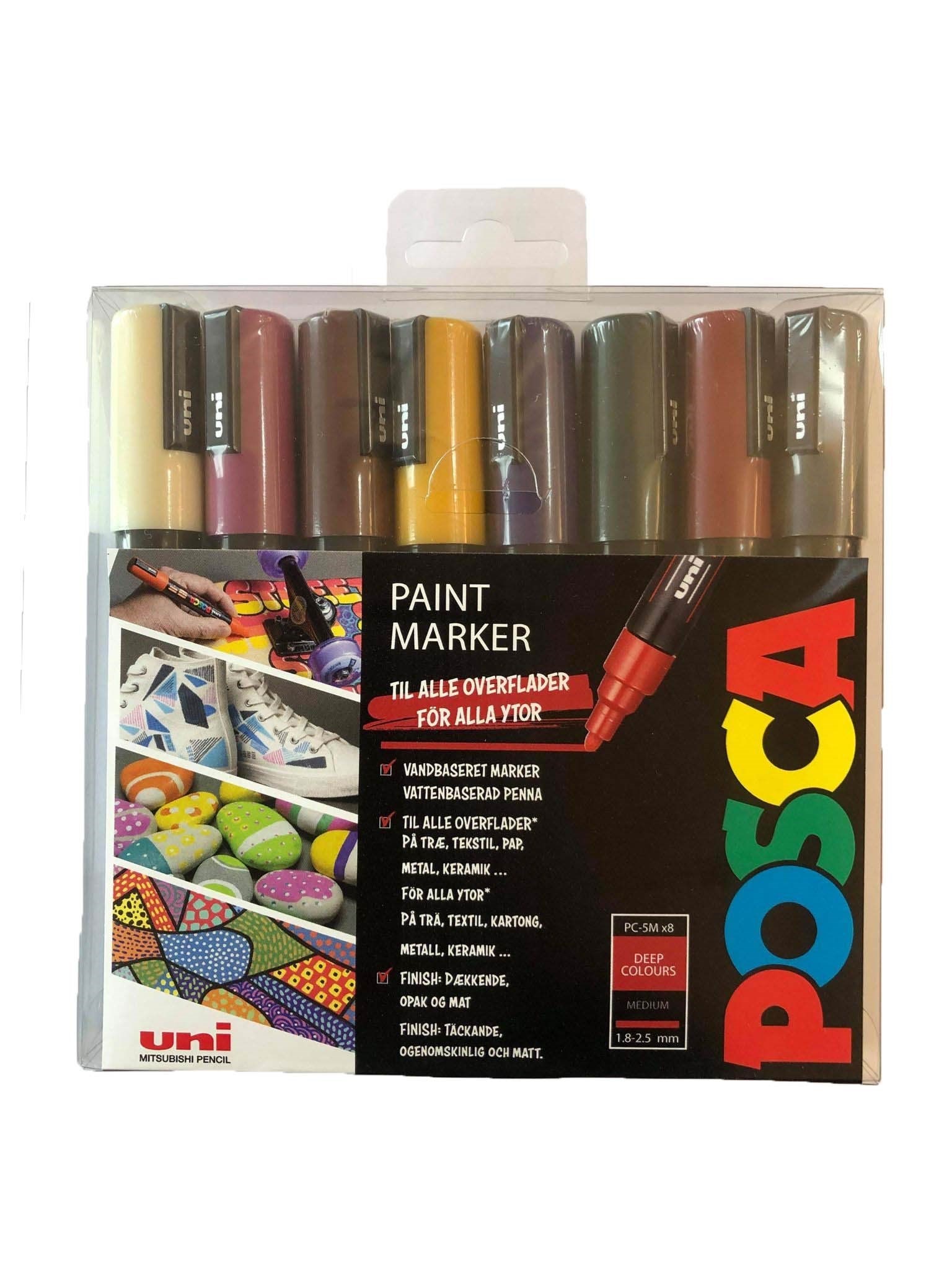 Posca Marker Sæt Pc-5m 8 Ass. Deep Colors - Hobby Zubehoer
