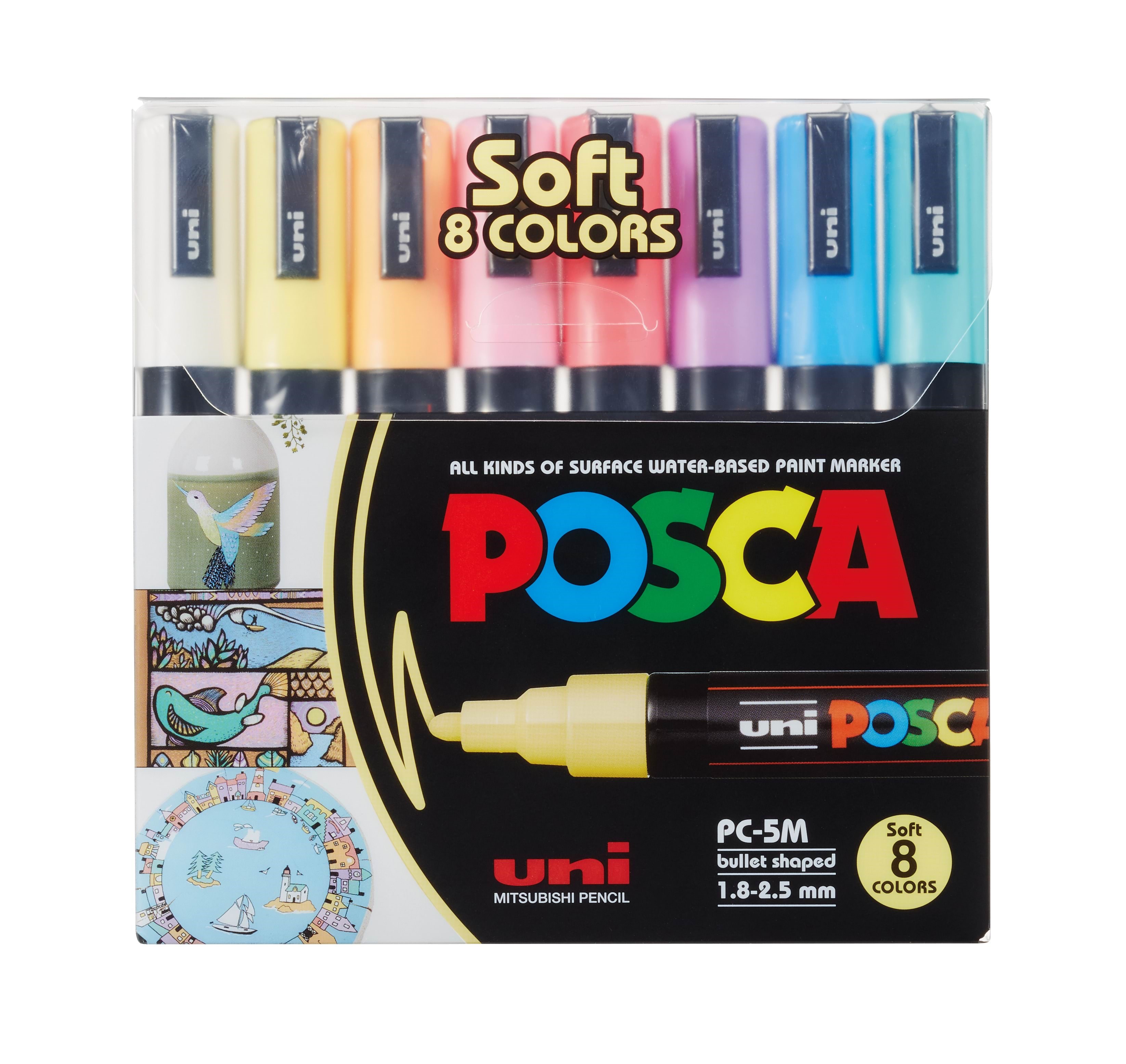 Posca Marker Sæt Soft Colors Pc-5m 8 Ass. - Hobby Zubehoer 401613