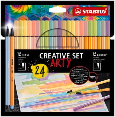 Stabilo Pen 68/88 Arty Cardboard Box of 24 Pens in 12 Colors - Hobby Zubehoer 204087
