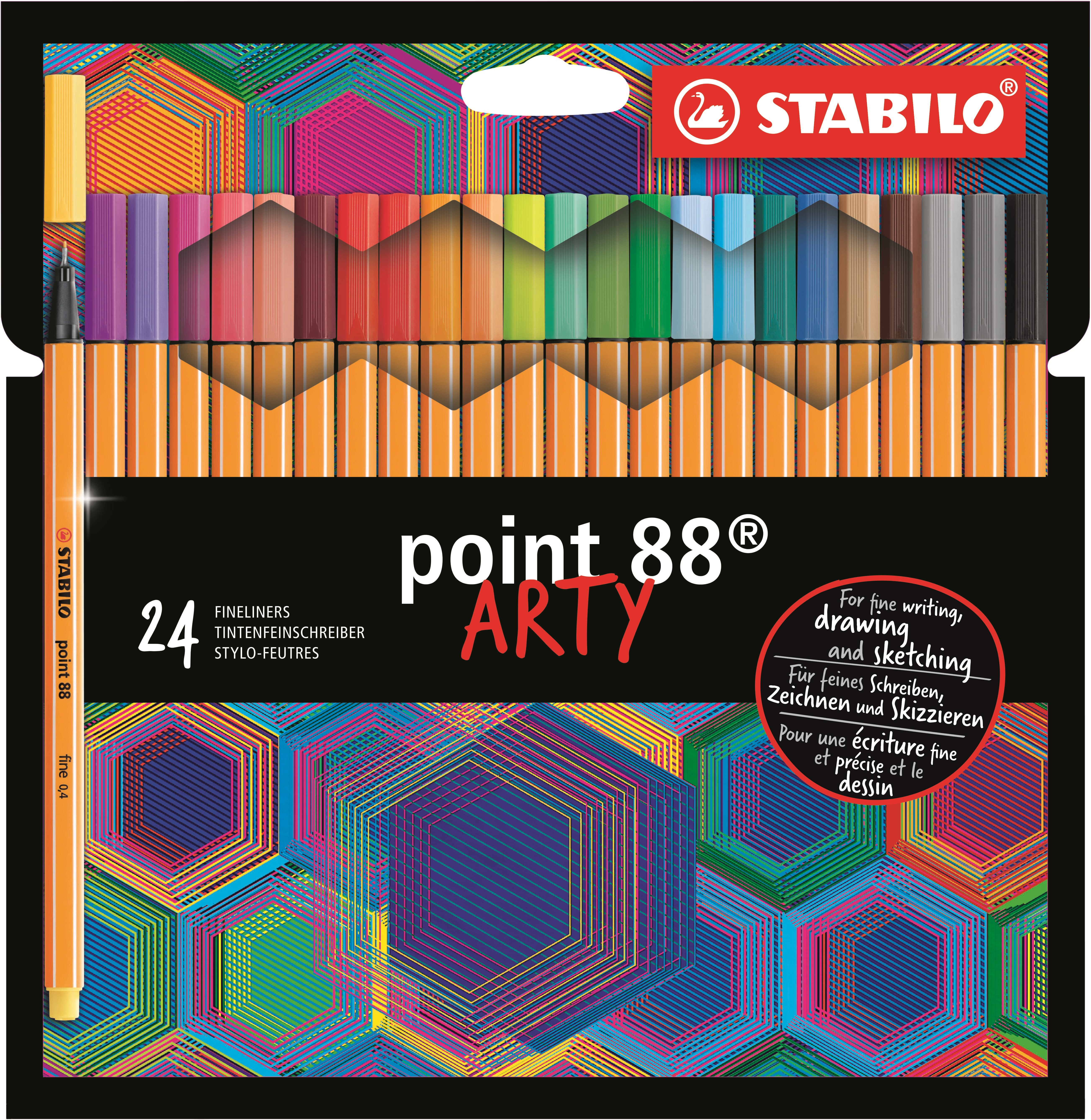 Stabilo Point 88 Fineliner Arty Cardboard Wallet of 24 Colors - Hobby Zubehoer 201089