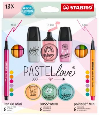 Stabilo Pastel Love Set of 18 Ass. Pens - Hobby Zubehoer