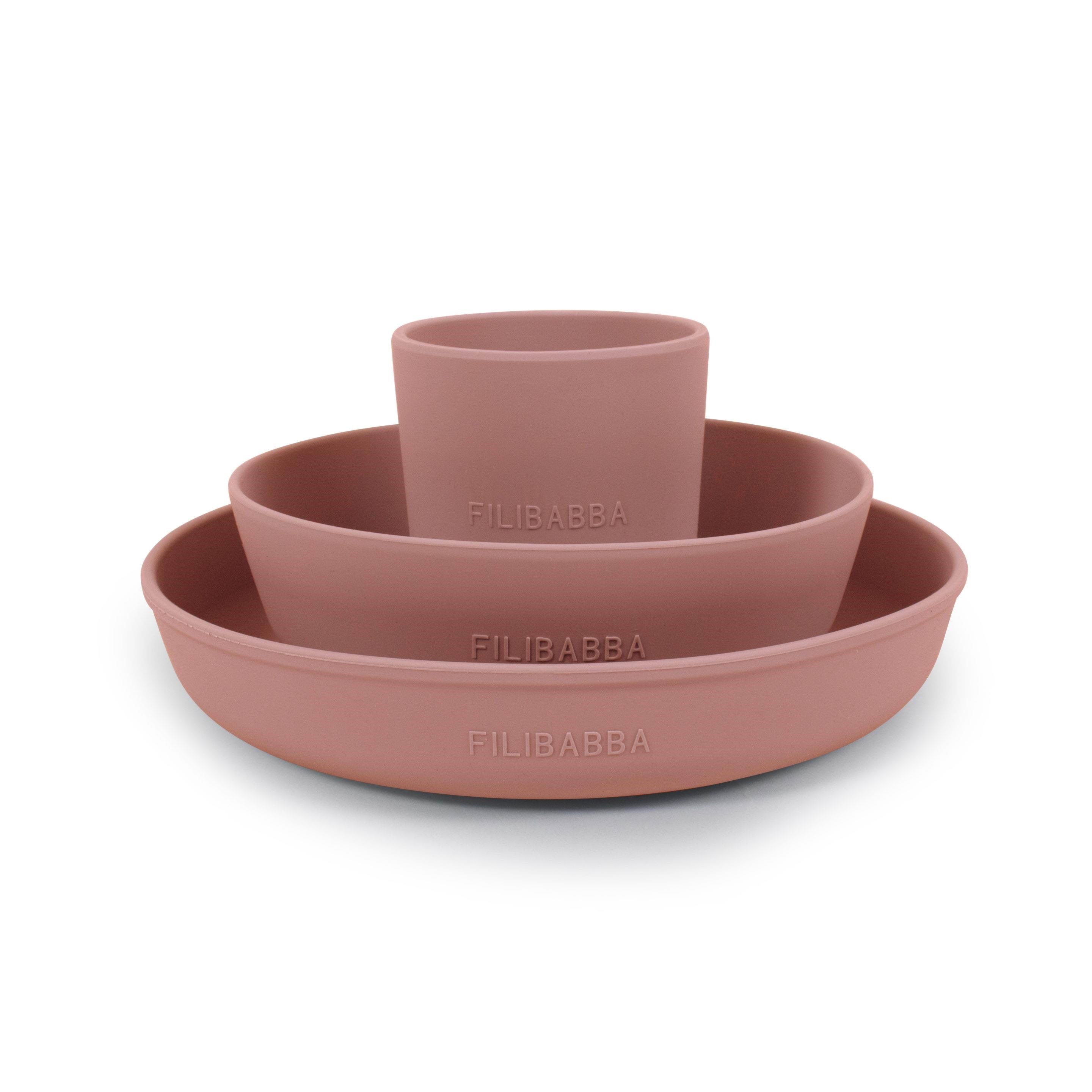Filibabba Silicone Dinner Set - Rose - Babypflege Fi-02253