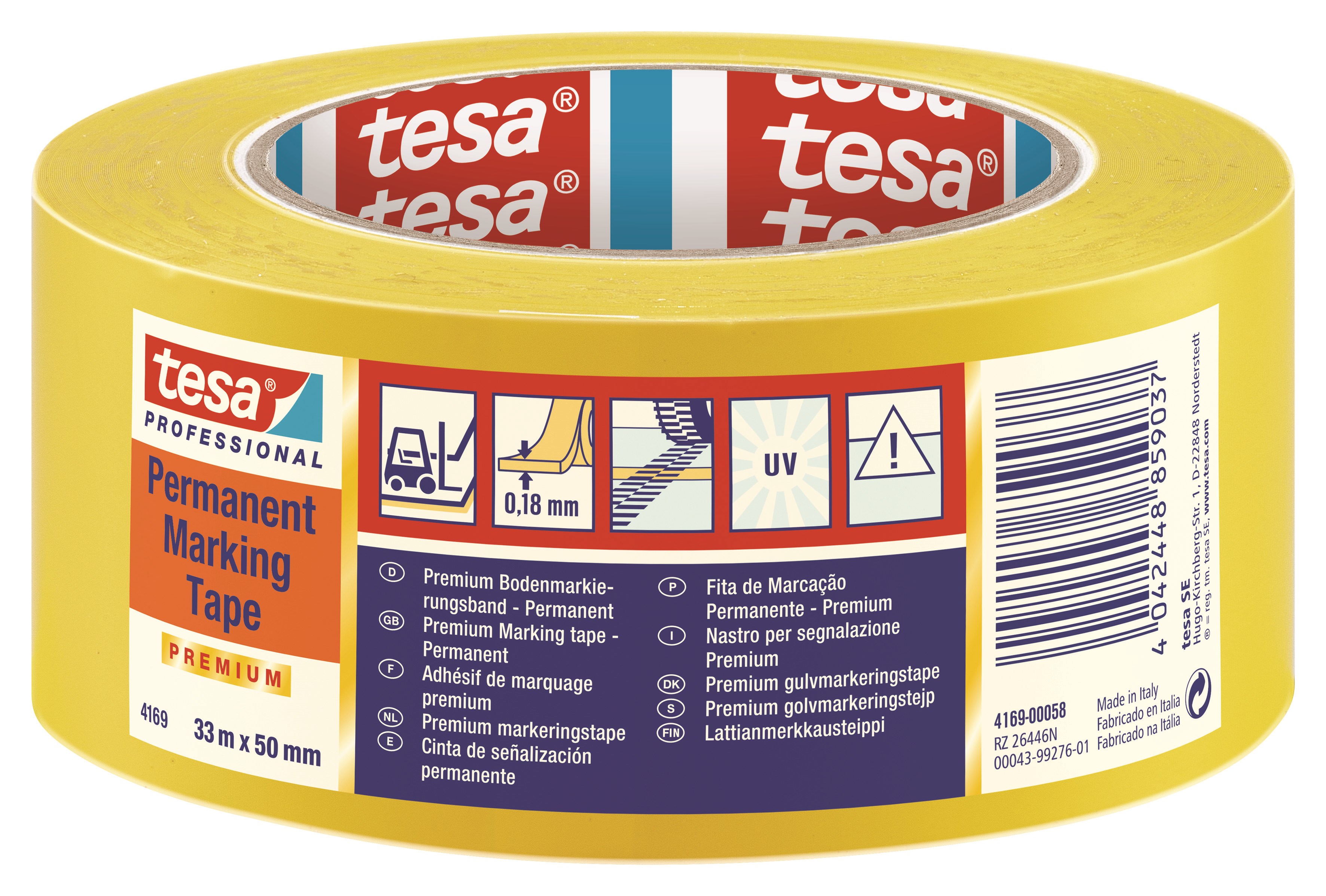 Tesa 4169 Gelbes Warn- Und Bodenmarkierungsband - Klebeband Und Kleber