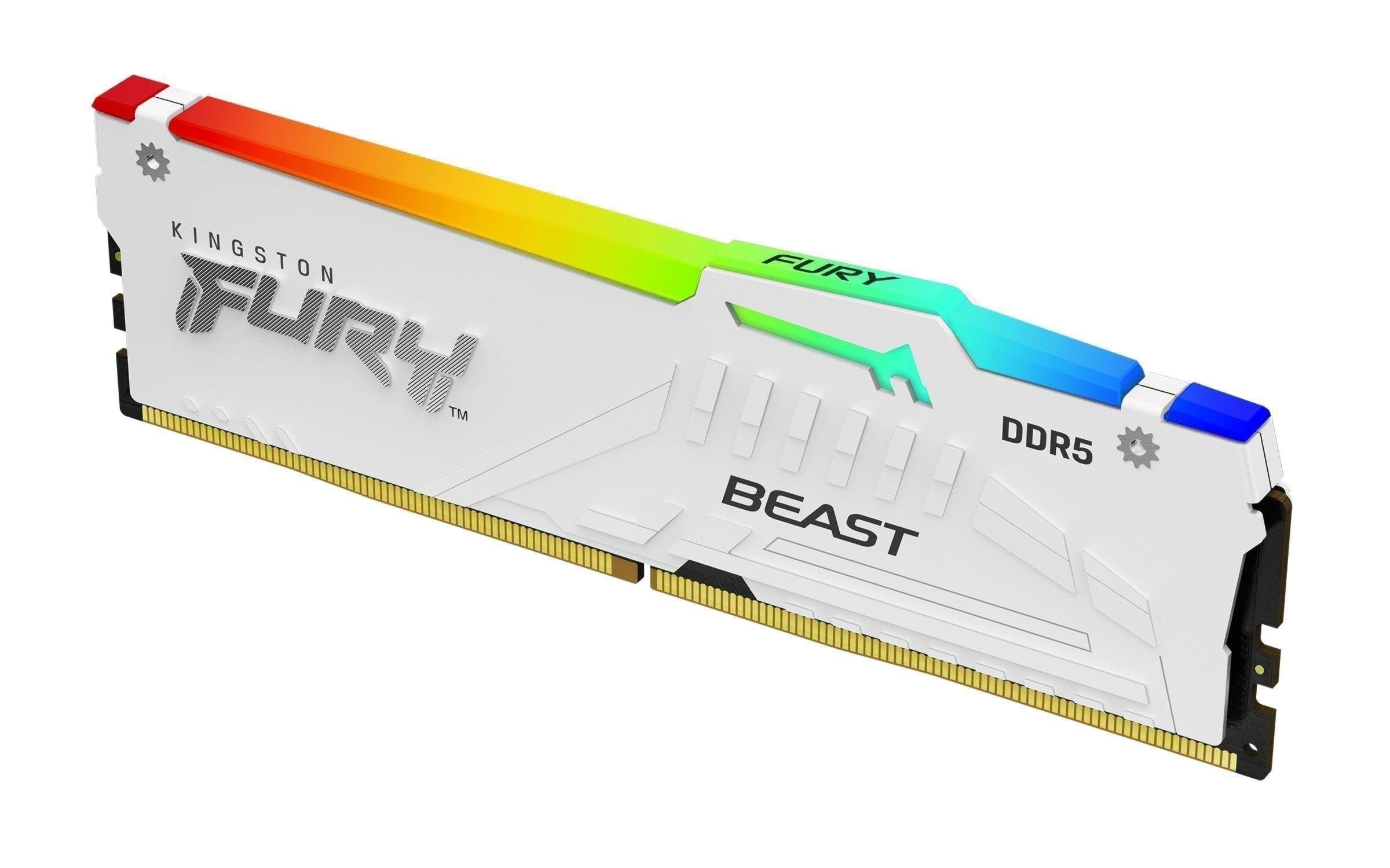 Kingston Fury Beast Rgb Ddr5-5600 - 32gb - Cl36 - Single Channel (1 Pcs) - Amd Expo & Intel Xmp - Weiß Mit Rgb - Ram Kf556c36bwea-32