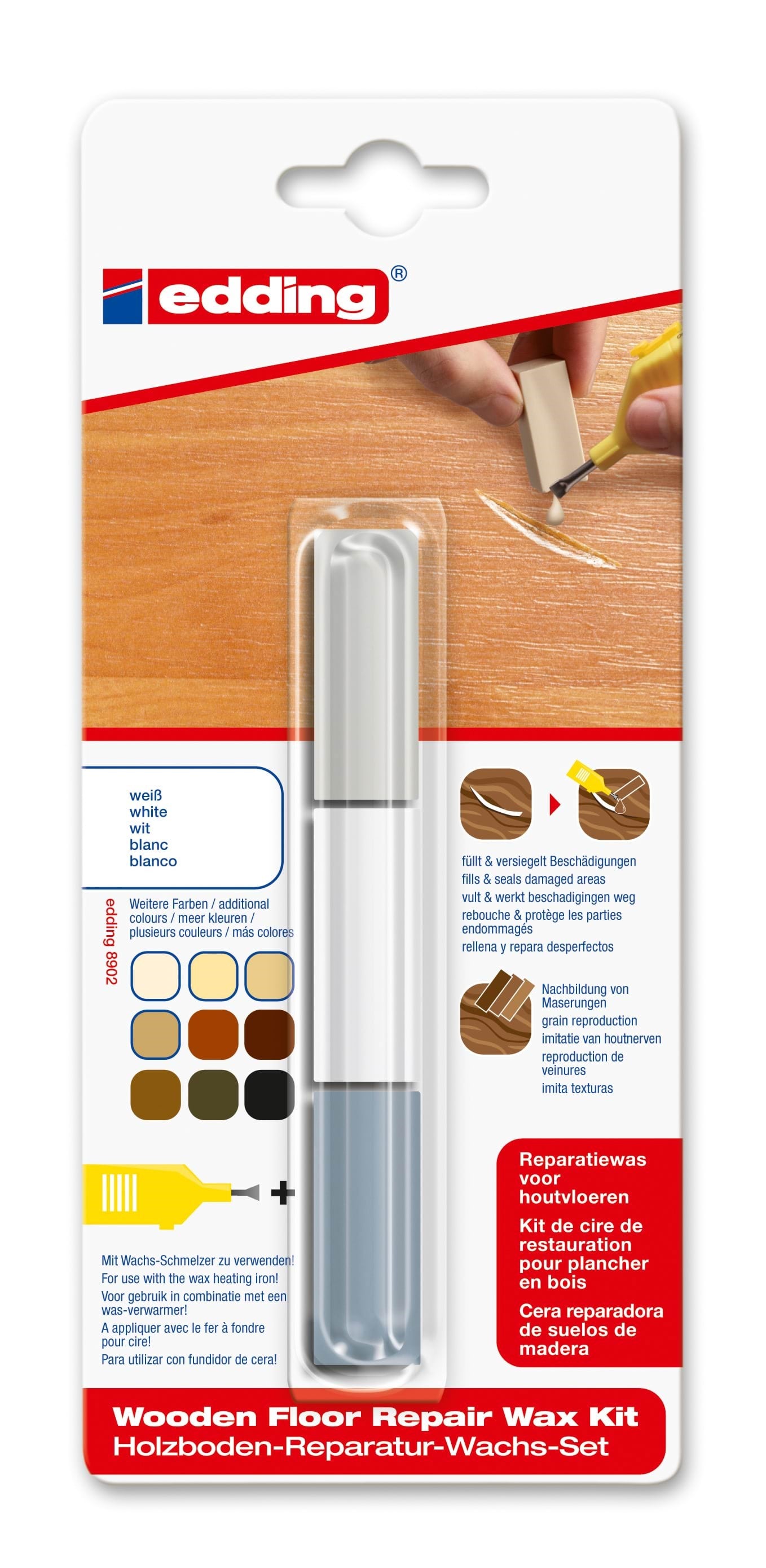 Edding E-8902 Wooden Floor Repair Wax Kit White - Haus Garten 4-8902-1-4049