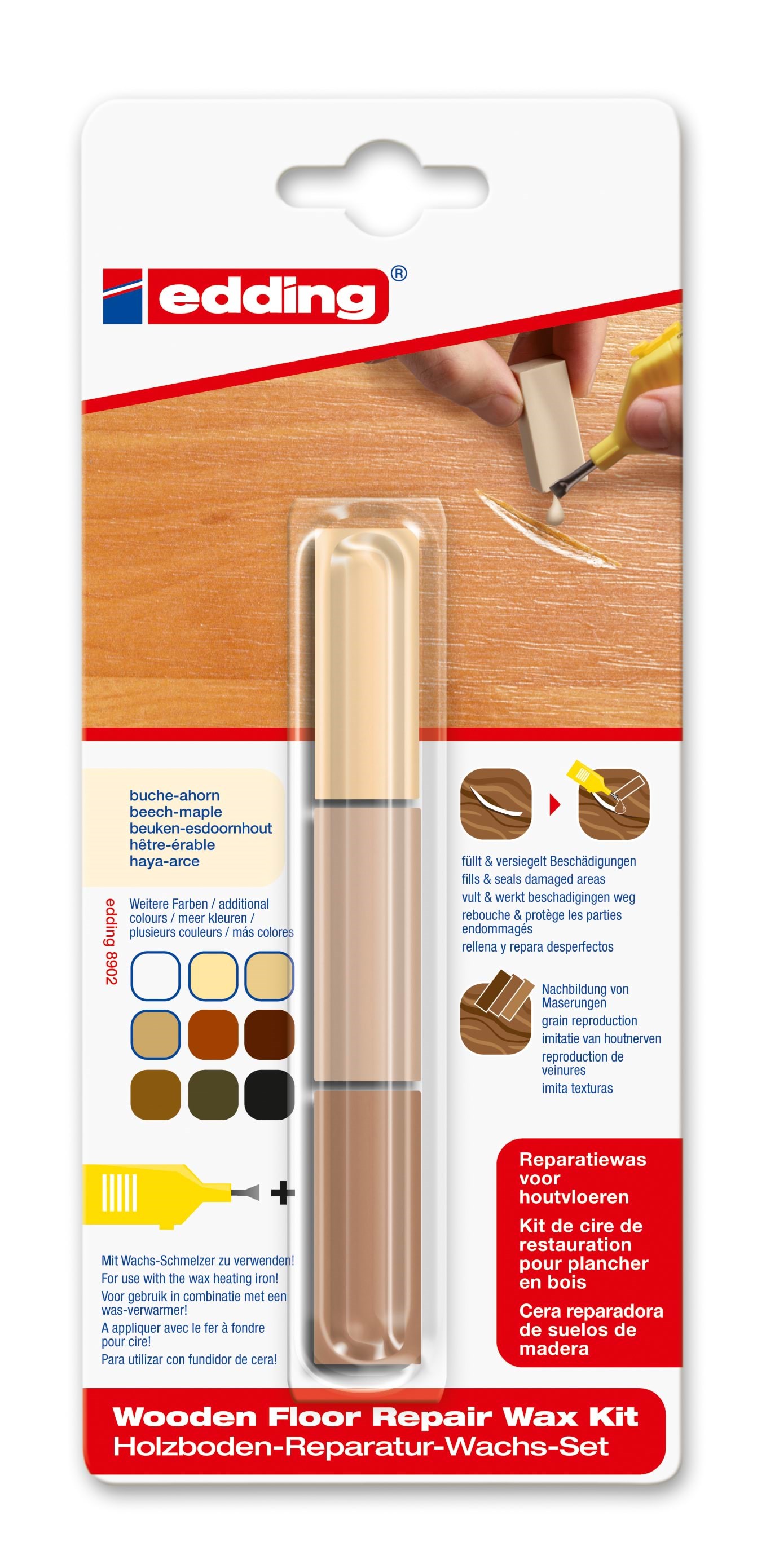 Edding E-8902 Wooden Floor Repair Wax Kit Beech/maple - Haus Garten