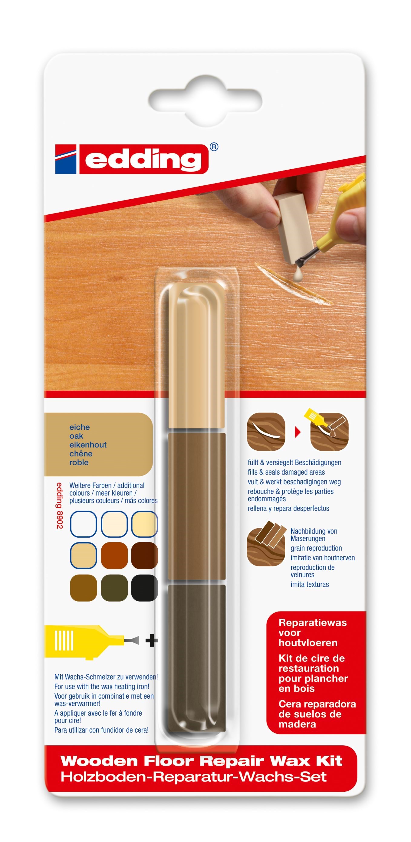 Edding E-8902 Wooden Floor Repair Wax Kit Oak - Haus Garten 4-8902-1-4603