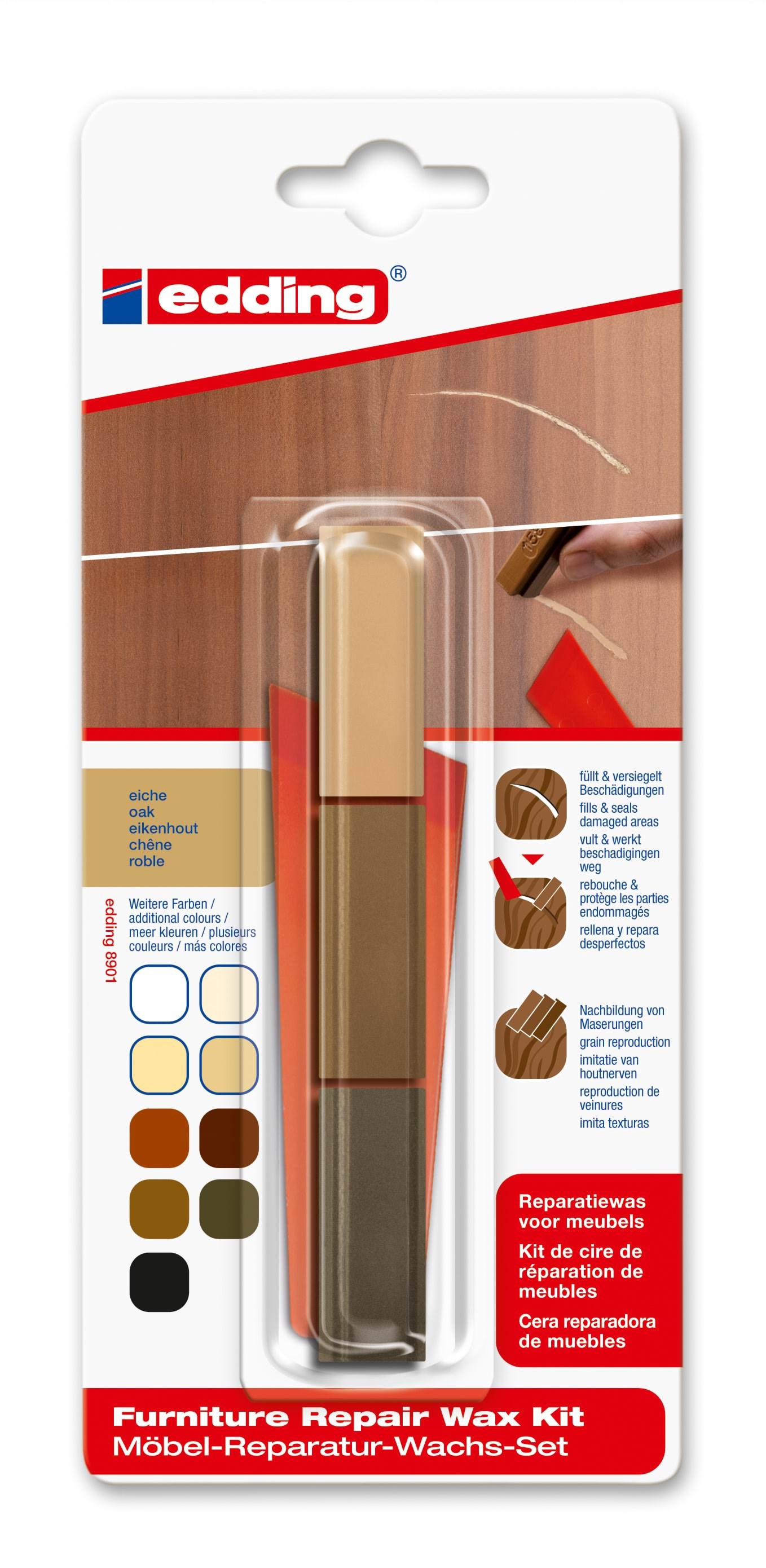 Edding E-8901 Furniture Repair Wax Kit Oak - Haus Garten