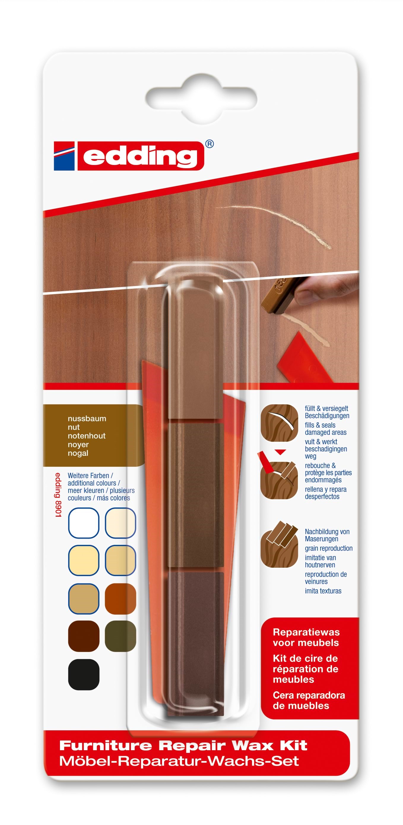 Edding E-8901 Furniture Repair Wax Kit Walnut - Haus Garten 4-8901-1-4602