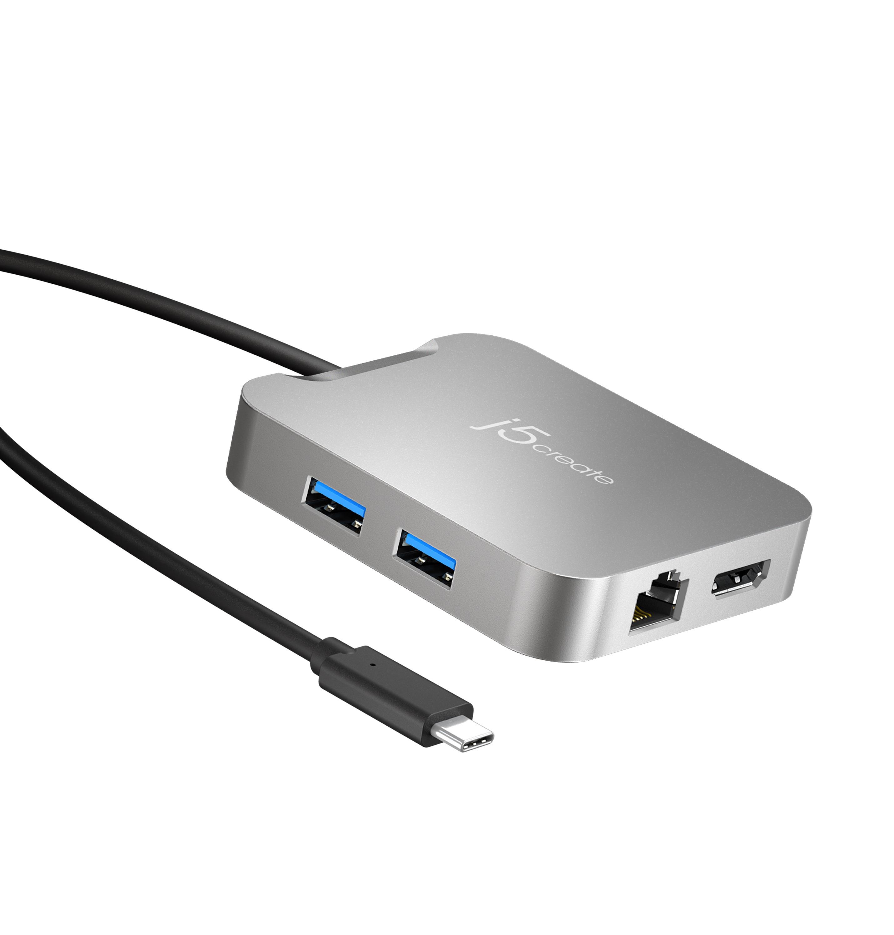J5create 5-in-1 Multi-port Adapter (With Ethernet And PD) - Dockingstationen Jcd391-n