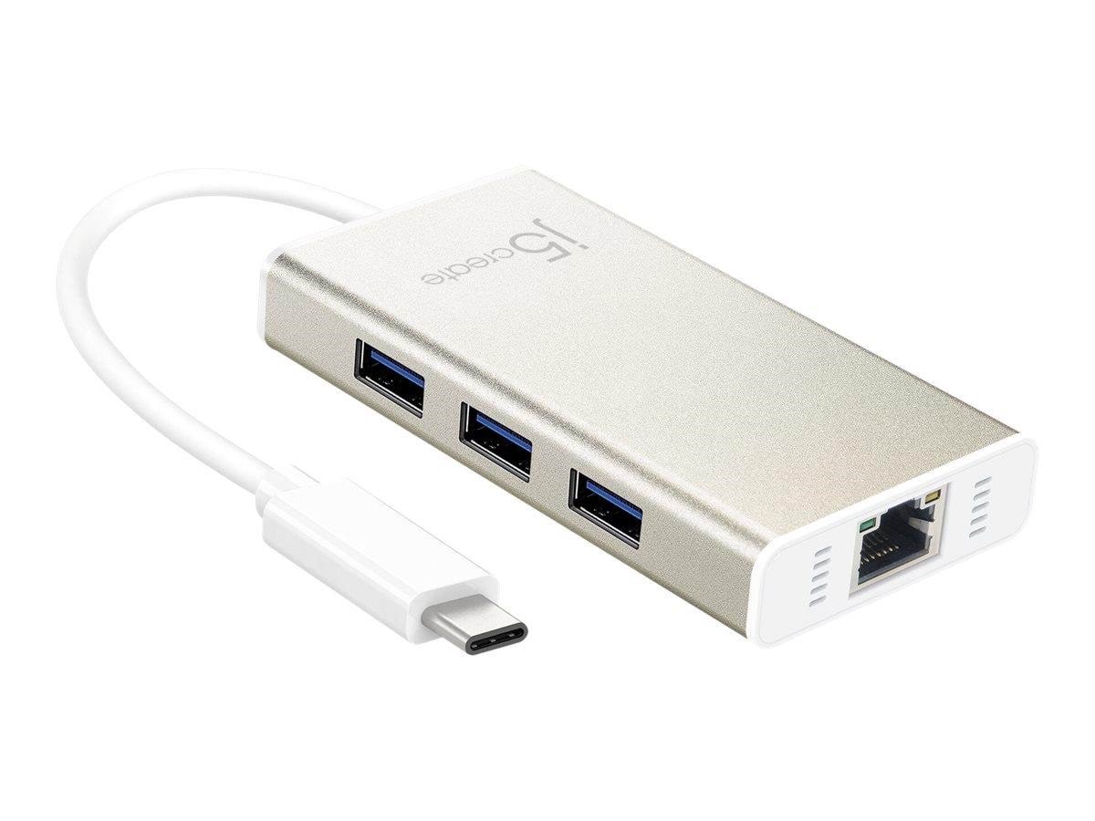 J5create 3-port Usb Hub (With Ethernet) Usb-hubs - Usb 3.0 - 3 - Silber - Usb Hubs