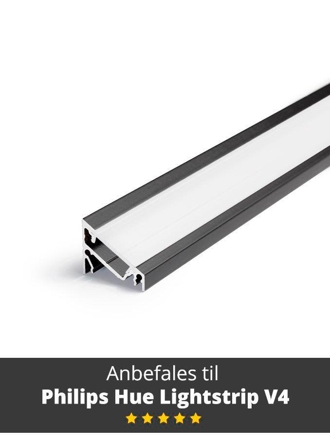 Light Solutions Aluminiumsprofil - Model C Til Philips Hue og Wiz - Sort - Smart Home