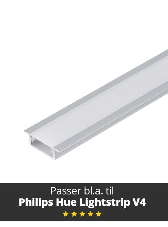 Light Solutions Aluminiumsprofil - Model G Til Philips Hue og Wiz - Alu - Smart Home 5714255008135