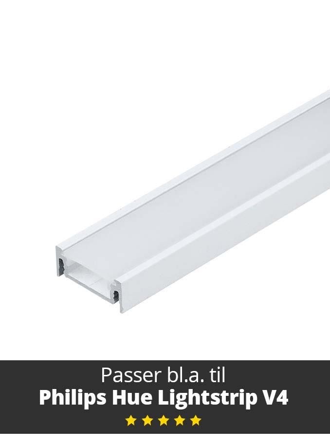 Light Solutions Aluminiumsprofil - Model S Til Philips Hue og Wiz - Hvid - Smart Home