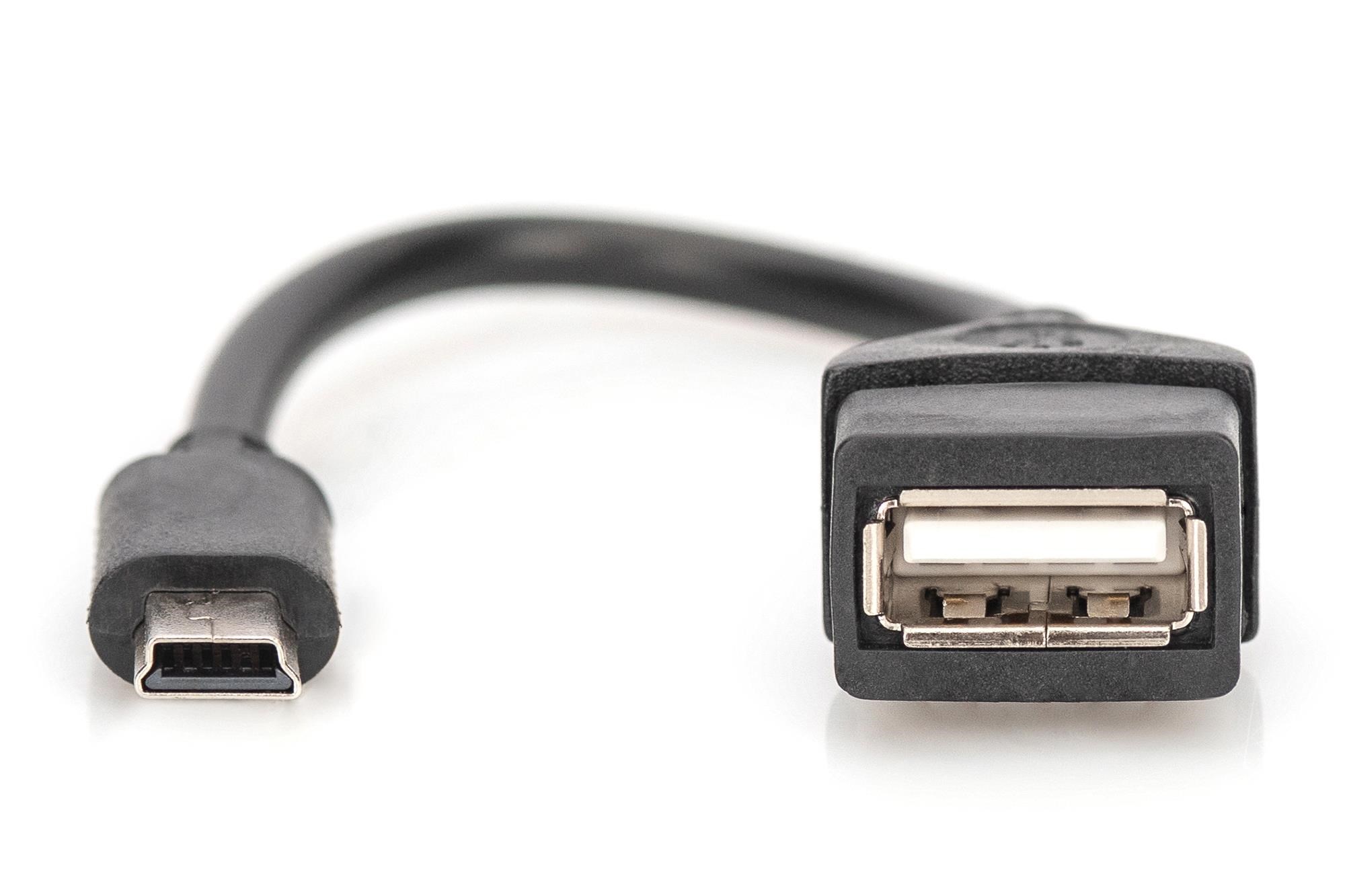 Digitus Otg Usb 2.0 to Usb Mini-b Adapter - Usb Kabel Schwarz Ak-300310-002-s