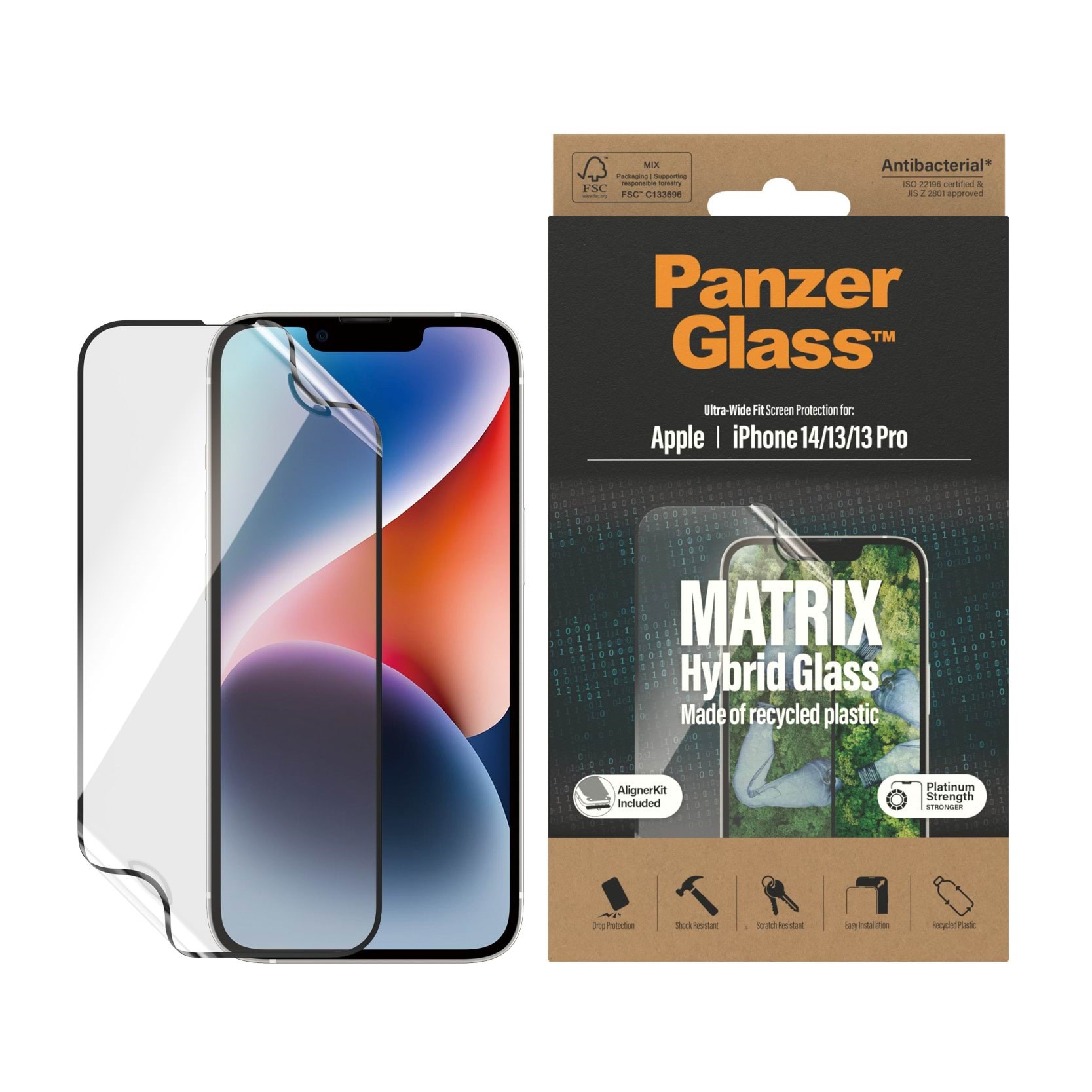 Panzerglass Matrix Screen Protector Apple Iphone 14 | 13 Pro | 13 | Ultra-wide Fit w. Alignerkit - Handys Schutzfolie