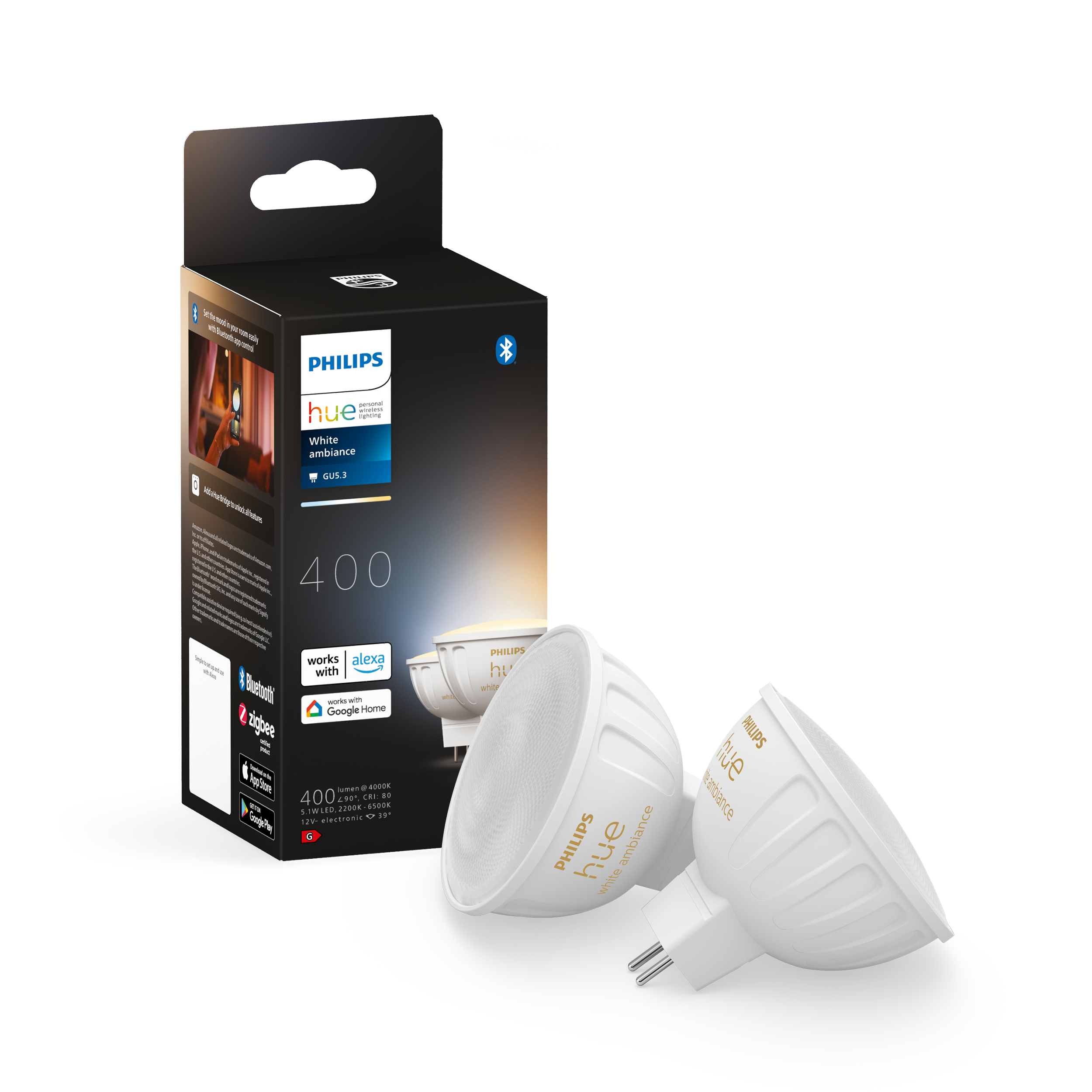 Philips Hue WA 5.1W 12v Mr16 2-pack - Smart Home 929003575202