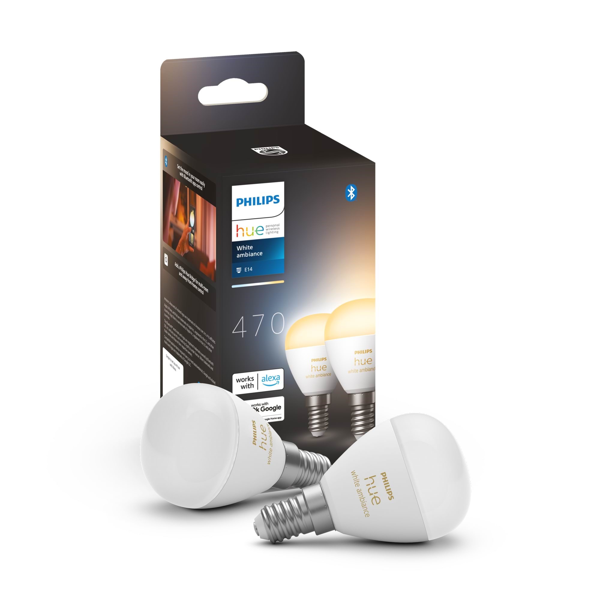 Philips Hue White Ambiance E14 Smart Luster Bulb (2-pack) - Smart Home