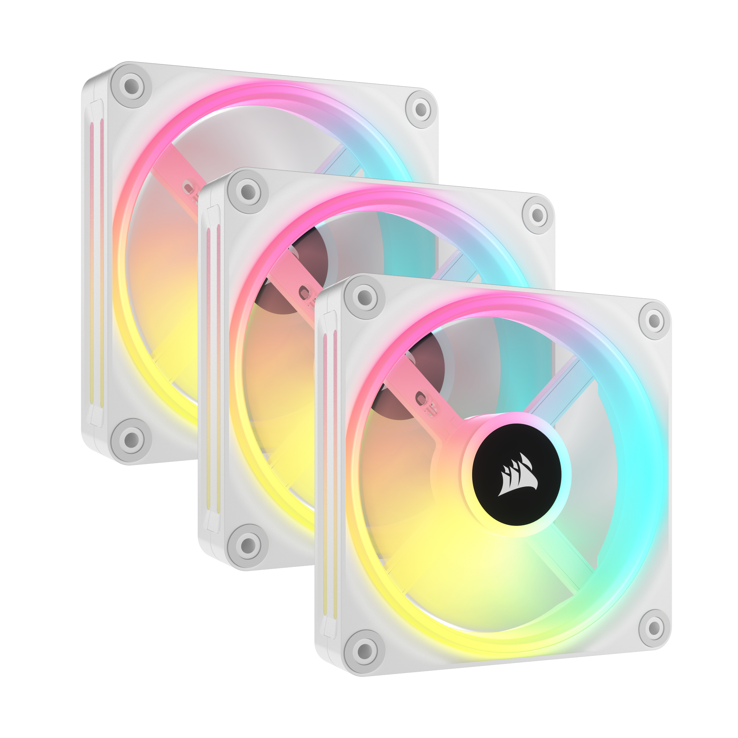 Corsair Icue Link Qx120 Rgb Starter Kit - White - Gehäuselüfter - 120mm - Weiß Mit Rgb Led - 37 Dba - Gehaeuseluefter