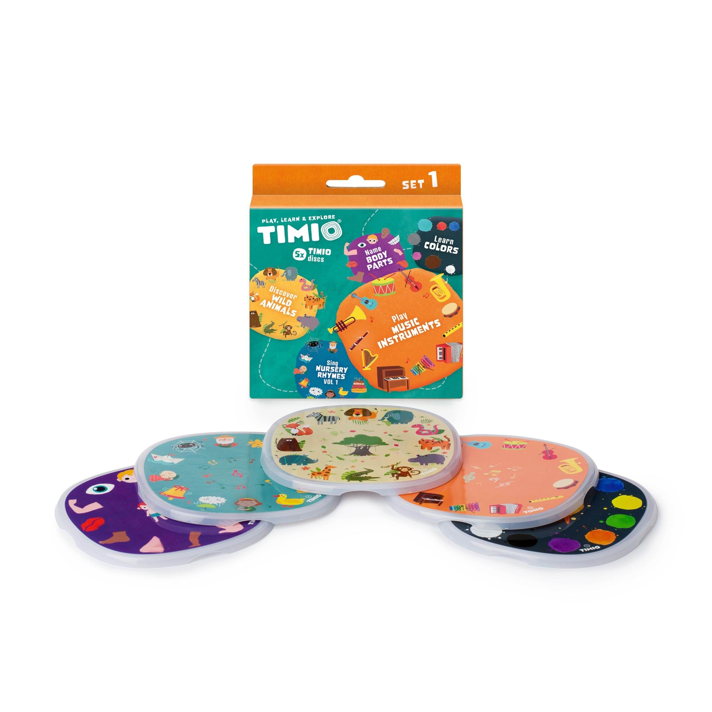 Timio Disc Set 1 - Wild Animals Nursery Rhymes Colours Musical And Body Parts - Baby Spielzeug