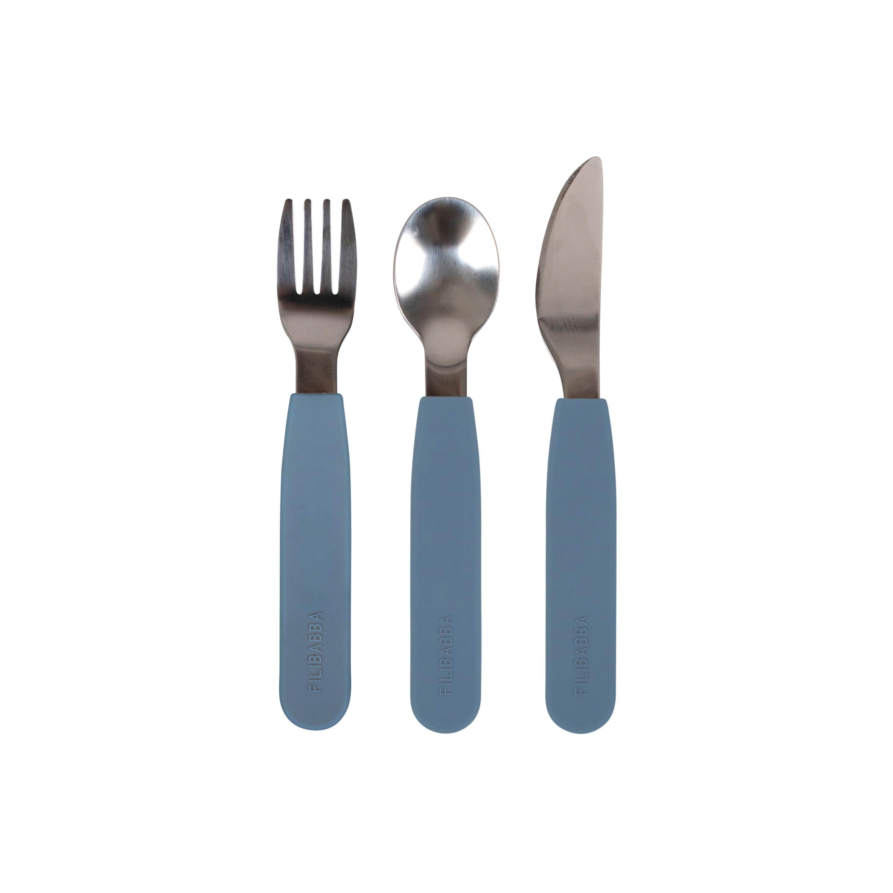Filibabba Silicone Cutlery Set - Powder Blue - Babypflege