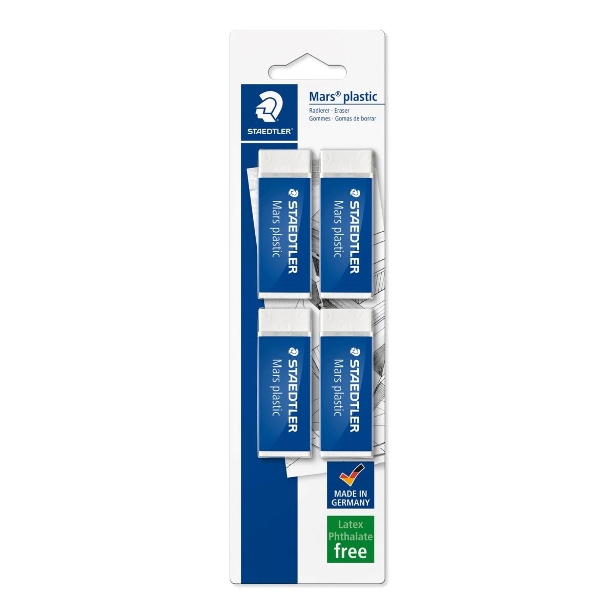 Staedtler Eraser Mars Plastic 4pcs Blister - Utensilien Zum Schreiben Und Zeichnen