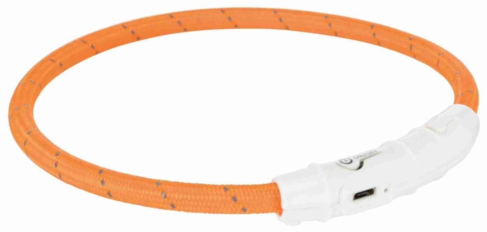 Trixie Flash Light Ring Usb Illuminated Dog Safety Collar Orange Size Xs-s 7mm 35cm - Hunde