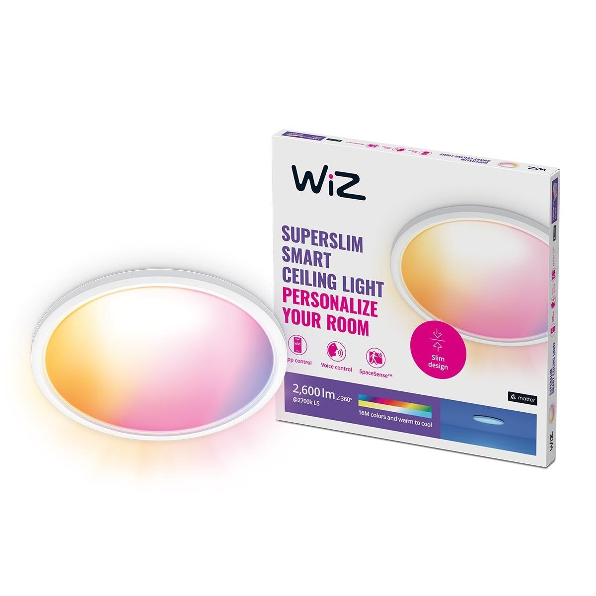 Wiz Super Slim Deckenlampe - 22 W - Rgb - Weiß - Smart Home
