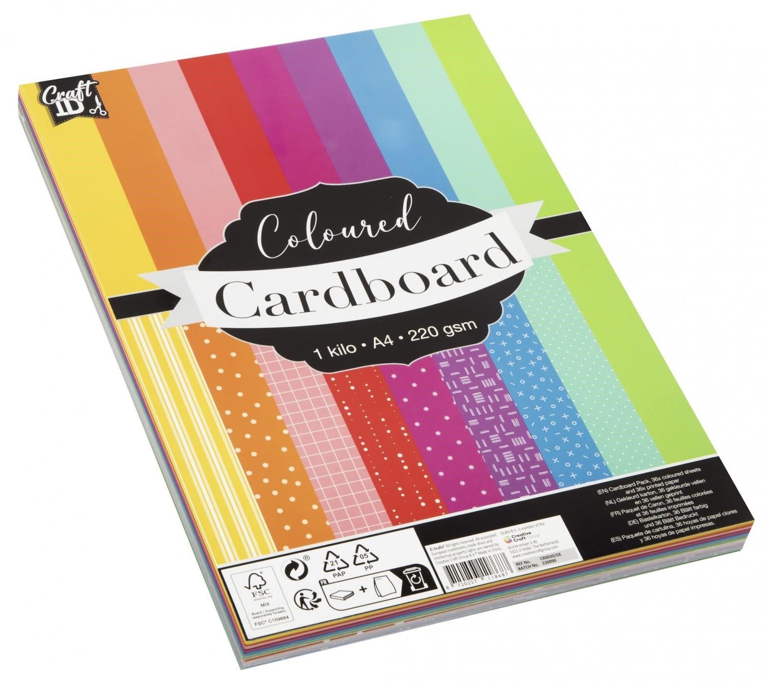 Craft Sensations Cardboard A4 1 Kilo 220g. Ass Colors - Kunst Handwerk Ausstattung