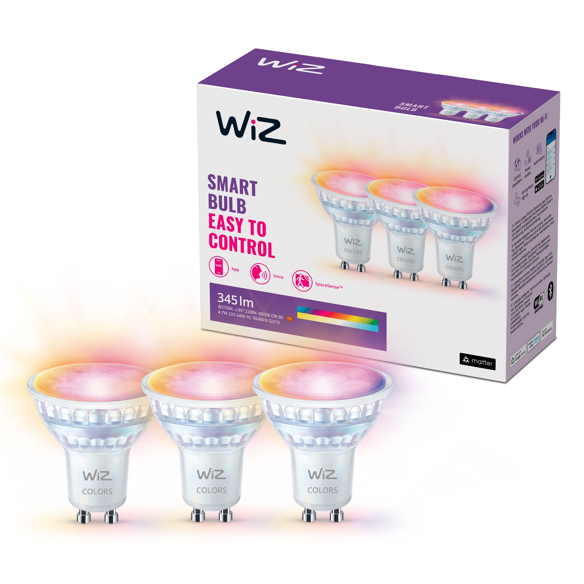 Wiz Spot Gu10 Color & Tunable White - 3er-pack - Smart Home