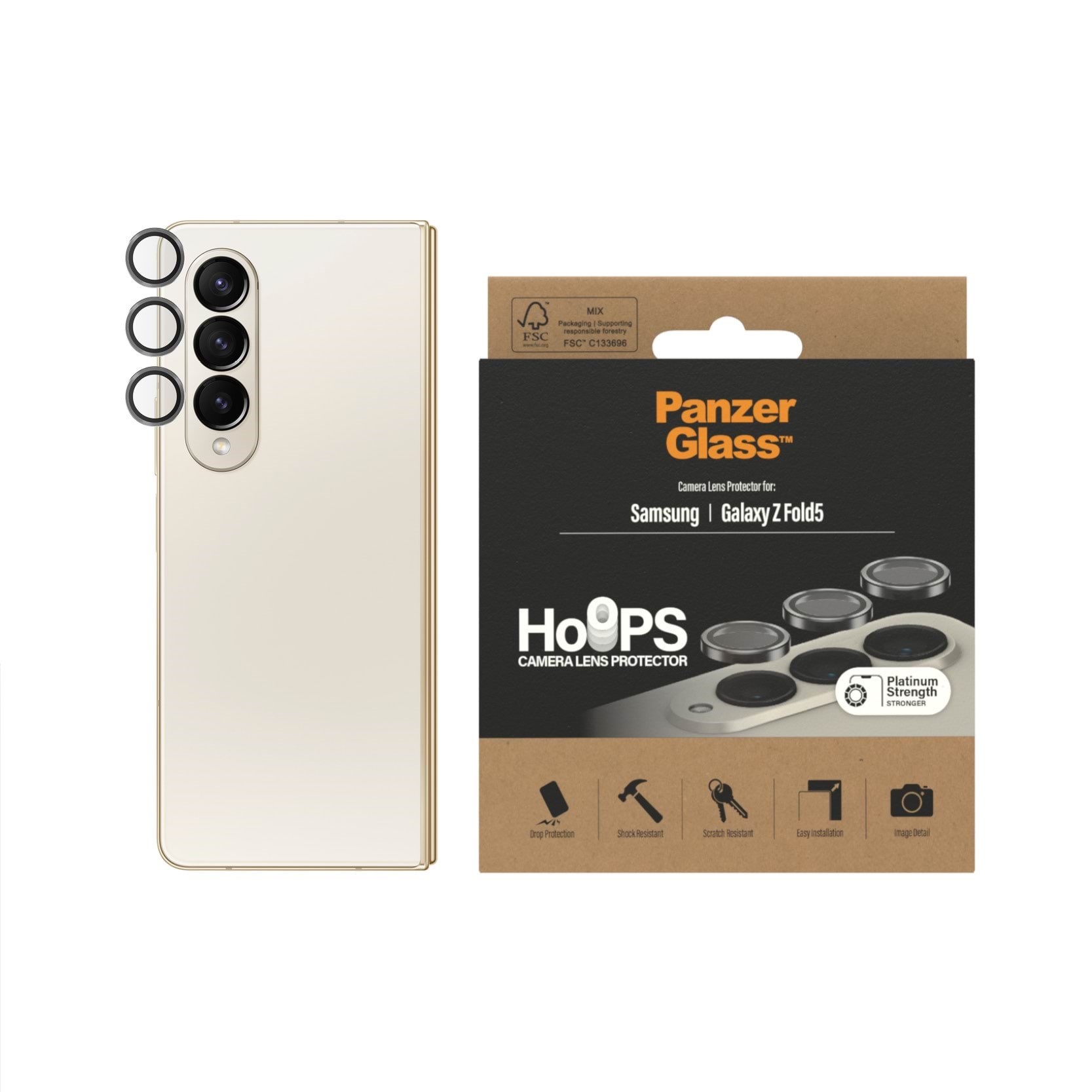 Panzerglass Hoops Camera Lens Protector Samsung Galaxy Z Fold 5 | Black - Handys Schutzfolie