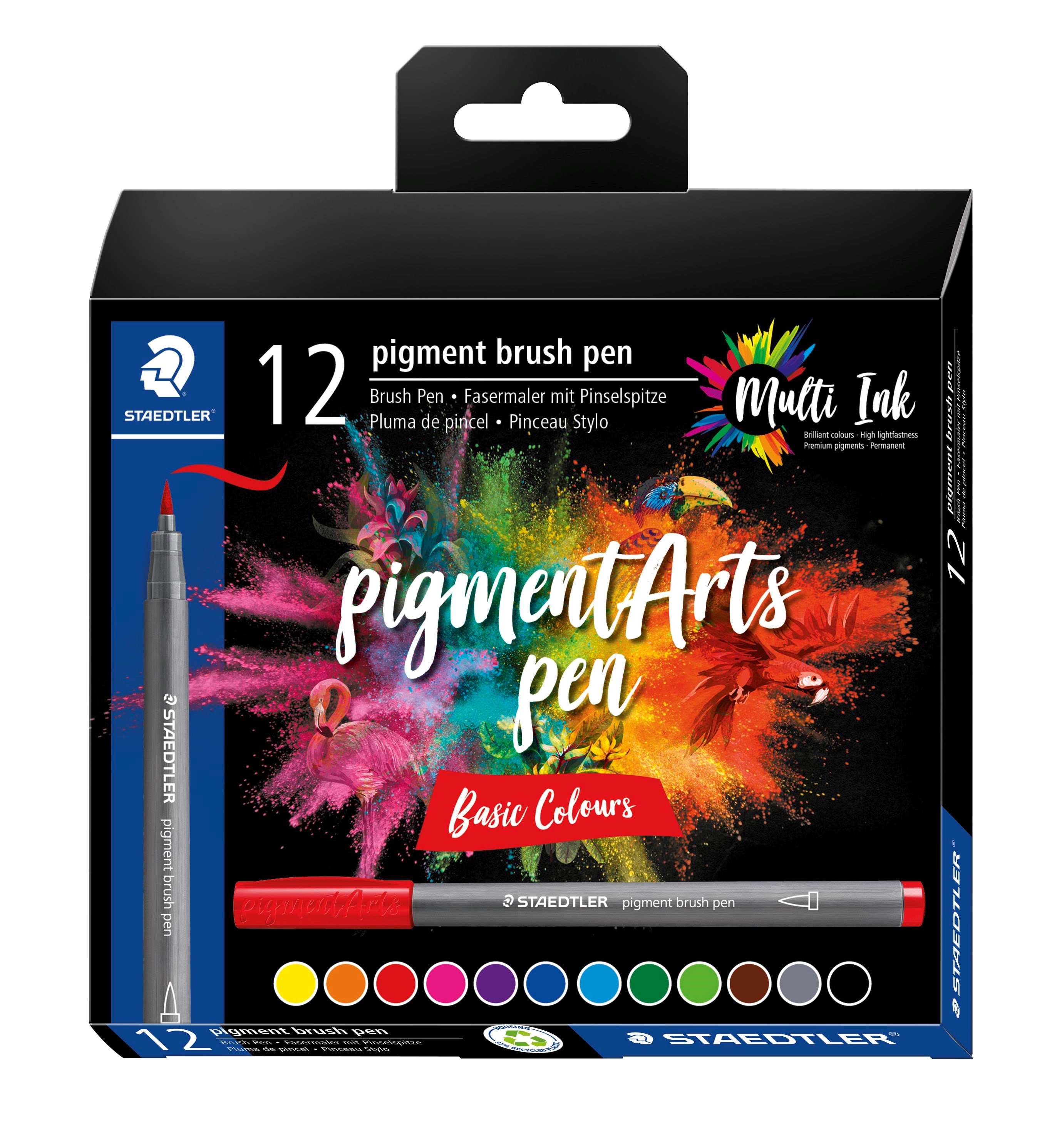 Staedtler Pigment Brush 371 "Basic Set" 12 Pcs. Cardboard Box - Utensilien Zum Schreiben Und Zeichnen 371 C12-1