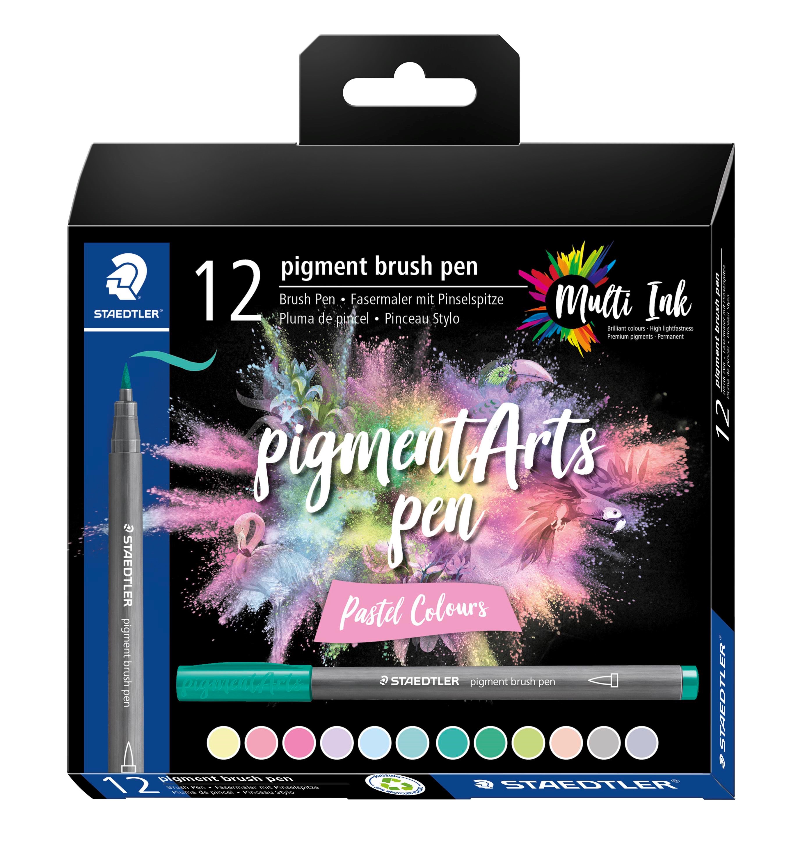 Staedtler Pigment Brush 371 "Pastel Set" 12 Pcs. Cardboard Box - Utensilien Zum Schreiben Und Zeichnen