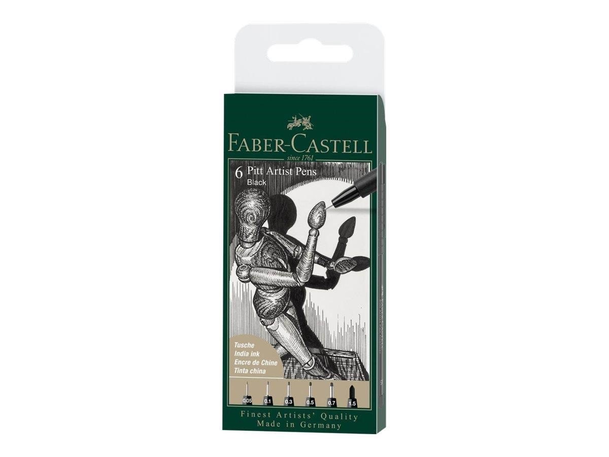 Faber-castell 6 Pitt Artist Pens Black - Utensilien Zum Schreiben Und Zeichnen 167154