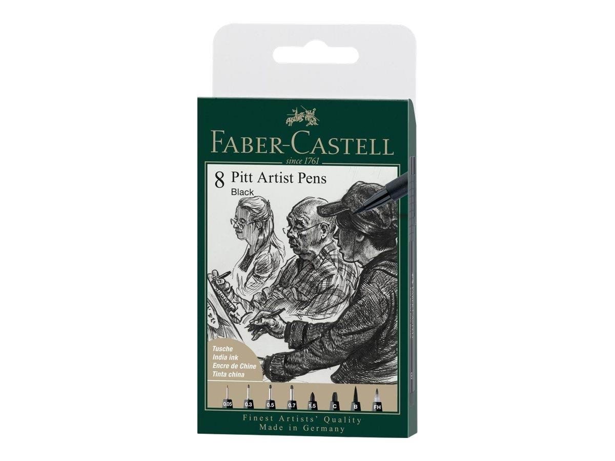 Faber-castell 8 Pitt Artist Pens Black - Utensilien Zum Schreiben Und Zeichnen
