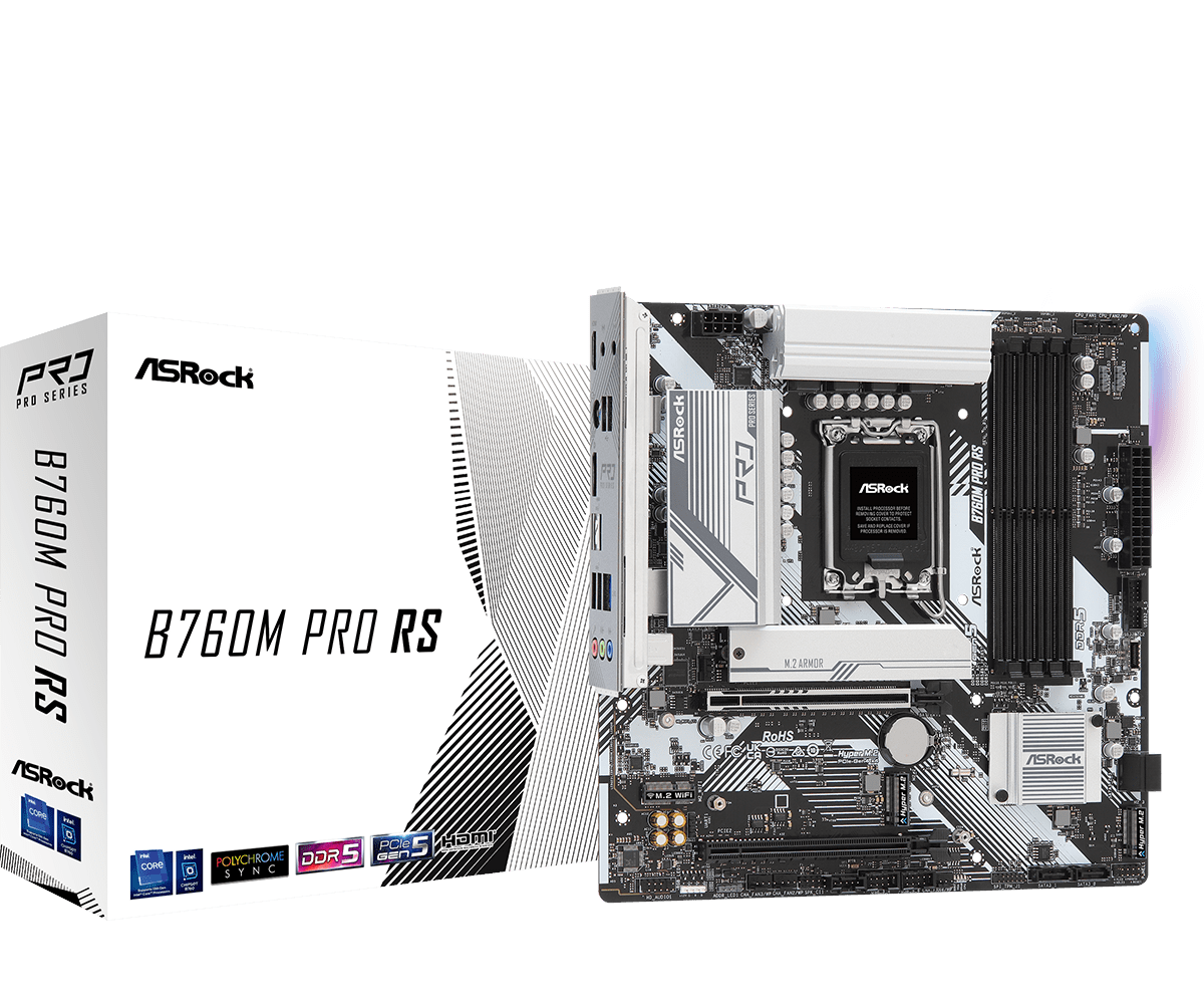 Asrock B760m Pro RS Mainboard - Intel B760 - Intel Lga1700 - Ddr5 Ram - Micro-atx