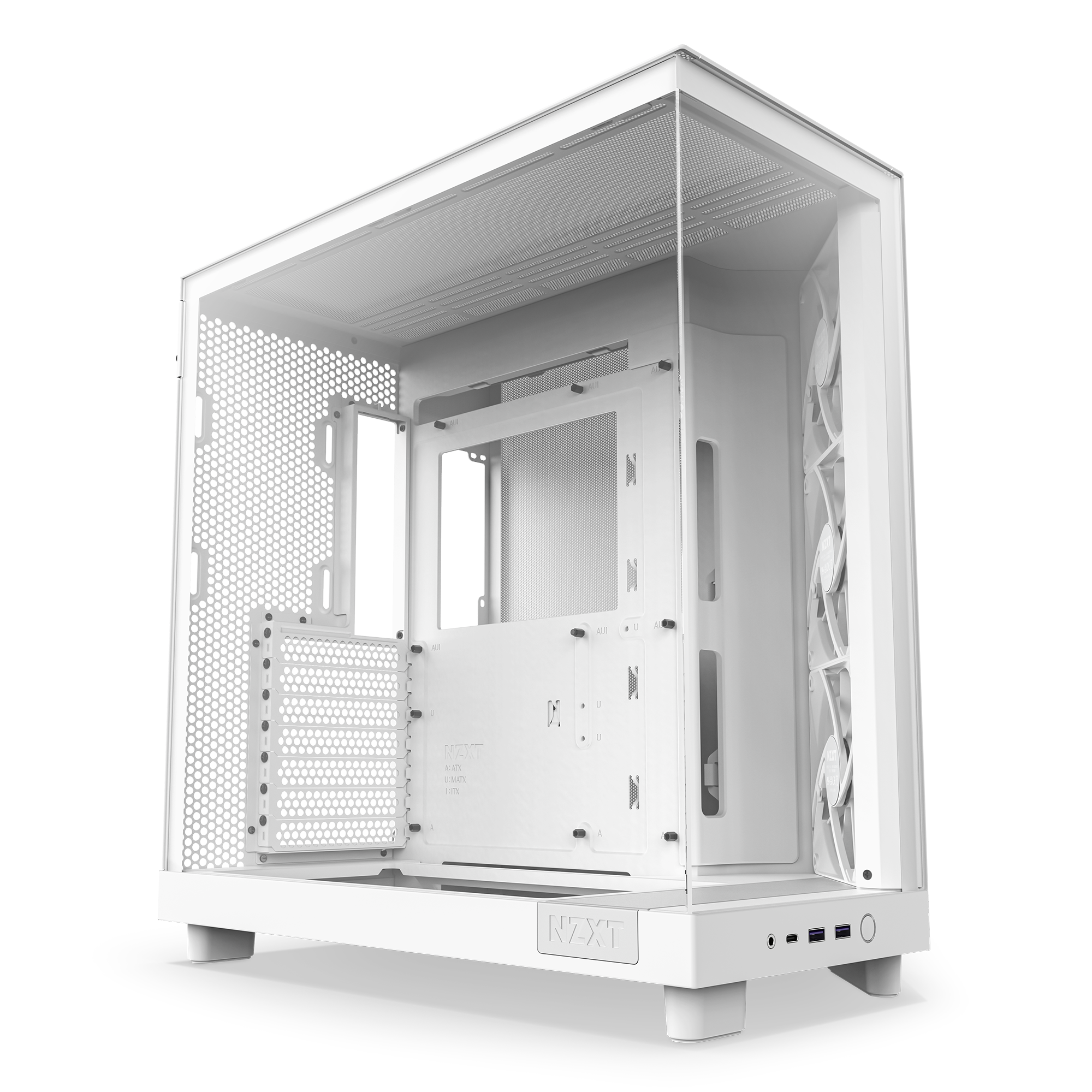 Nzxt H6 Flow Compact Dual Chamber - Matte White - Gehäuse - Miditower - Weiß - Gehaeuse