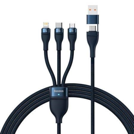Baseus 3in1 Usb Cable Flash Series 2 Usb-c + Micro Usb + Lightning 100w 1.2m (Blue) - Usb Kabel