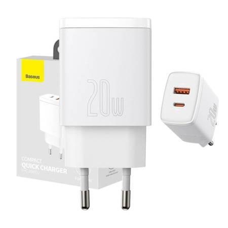 Baseus Compact Quick Charger Usb Usb-c 20w (White) - Handys Adapter Und Ladegeraete
