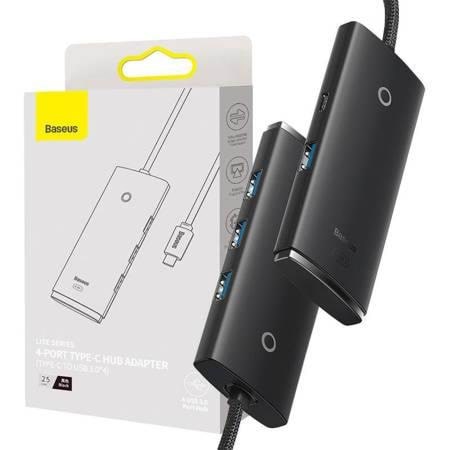Baseus Lite Series Hub 4in1 Usb-c to 4x Usb 3.0 + Usb-c 25cm (Black) Usb-hubs - Usb 3.0 - 4 - Schwarz - Usb Hubs Wkqx030301