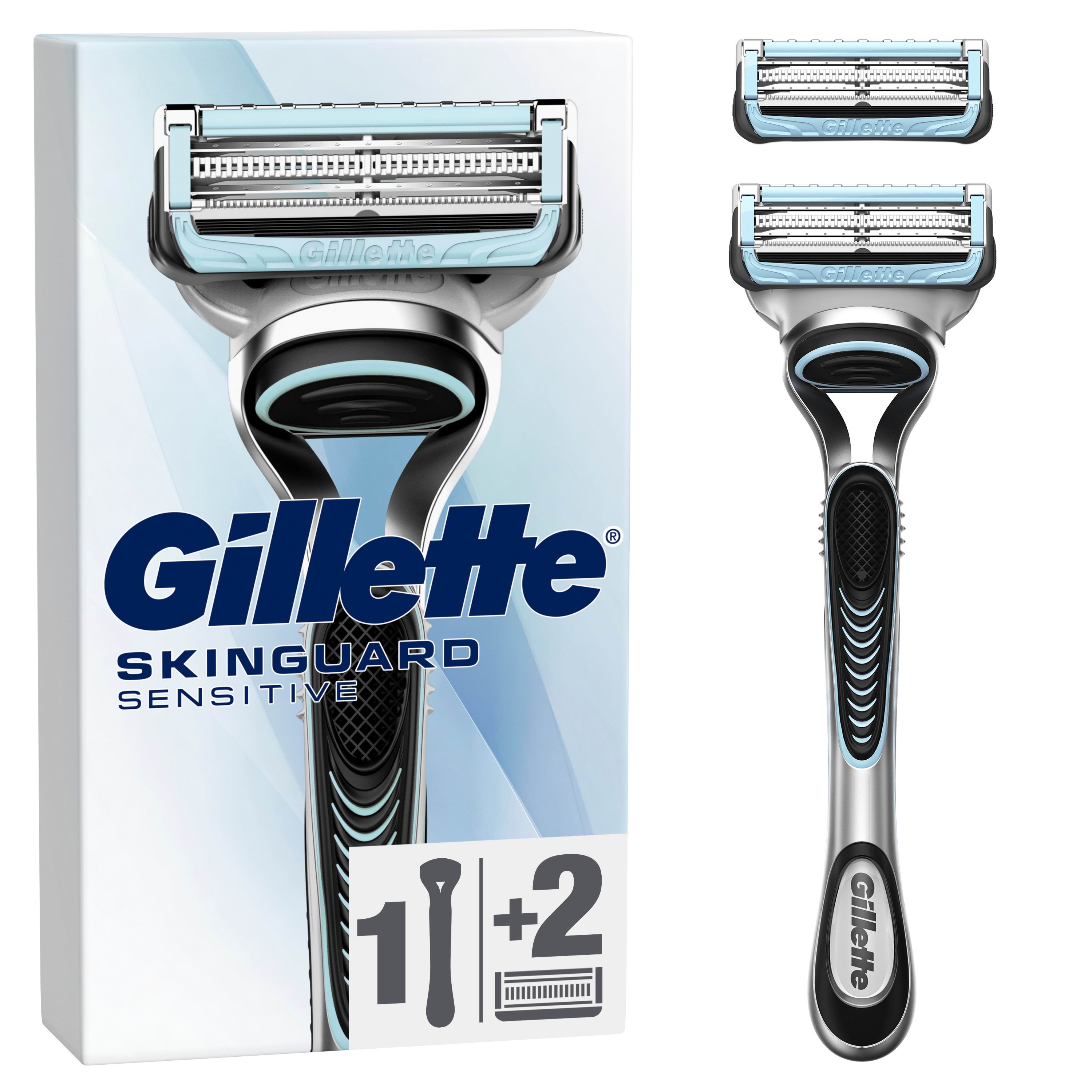 Gillette Skinguard Sensitive Razor Handle + 2 Blades - Rasierausstattung 8001090613646