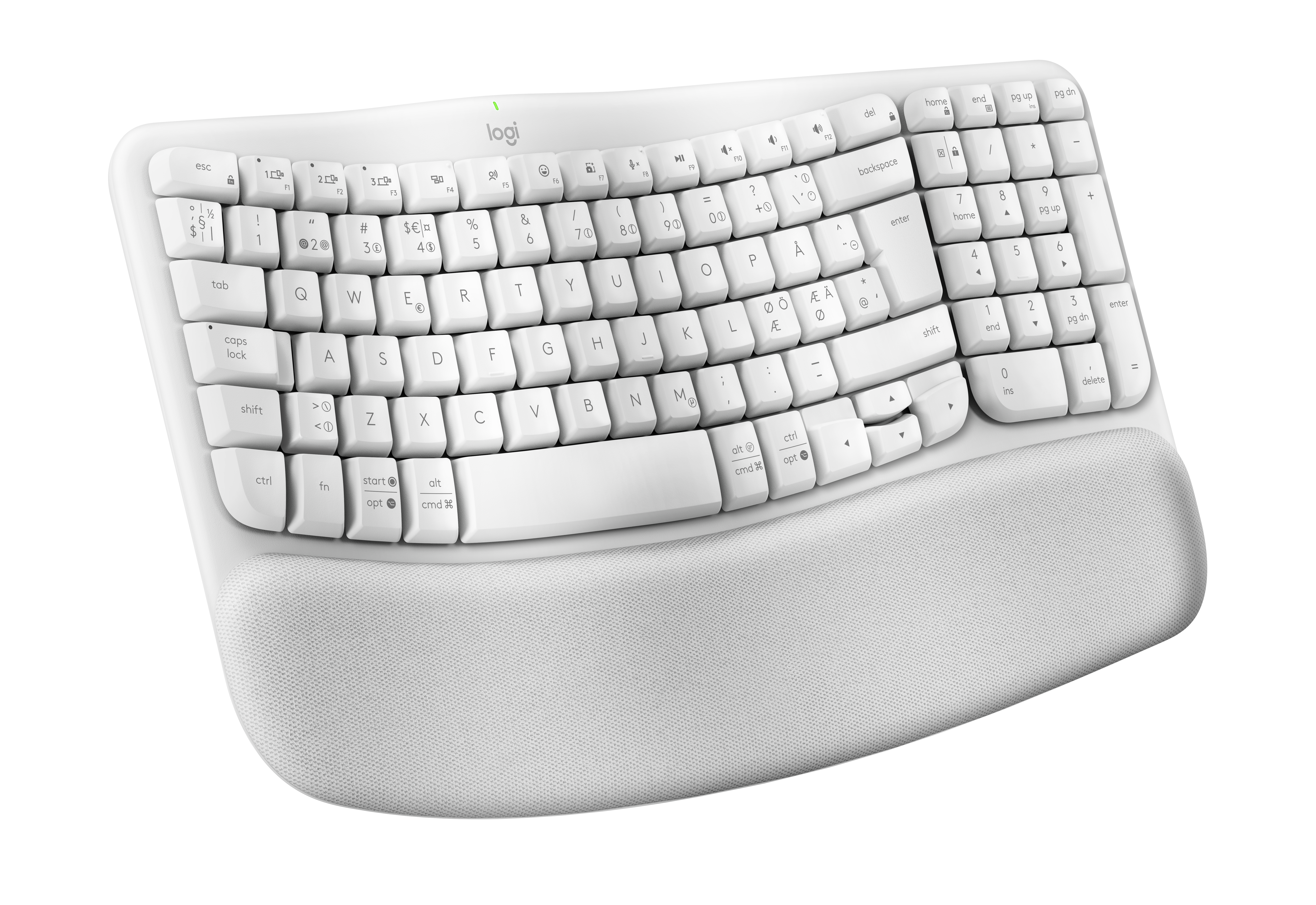 Logitech Wave Keys - Off-white - ND - Ergonomische Tastatur - Nordic Iso - Weiss - Tastaturen 920-012299