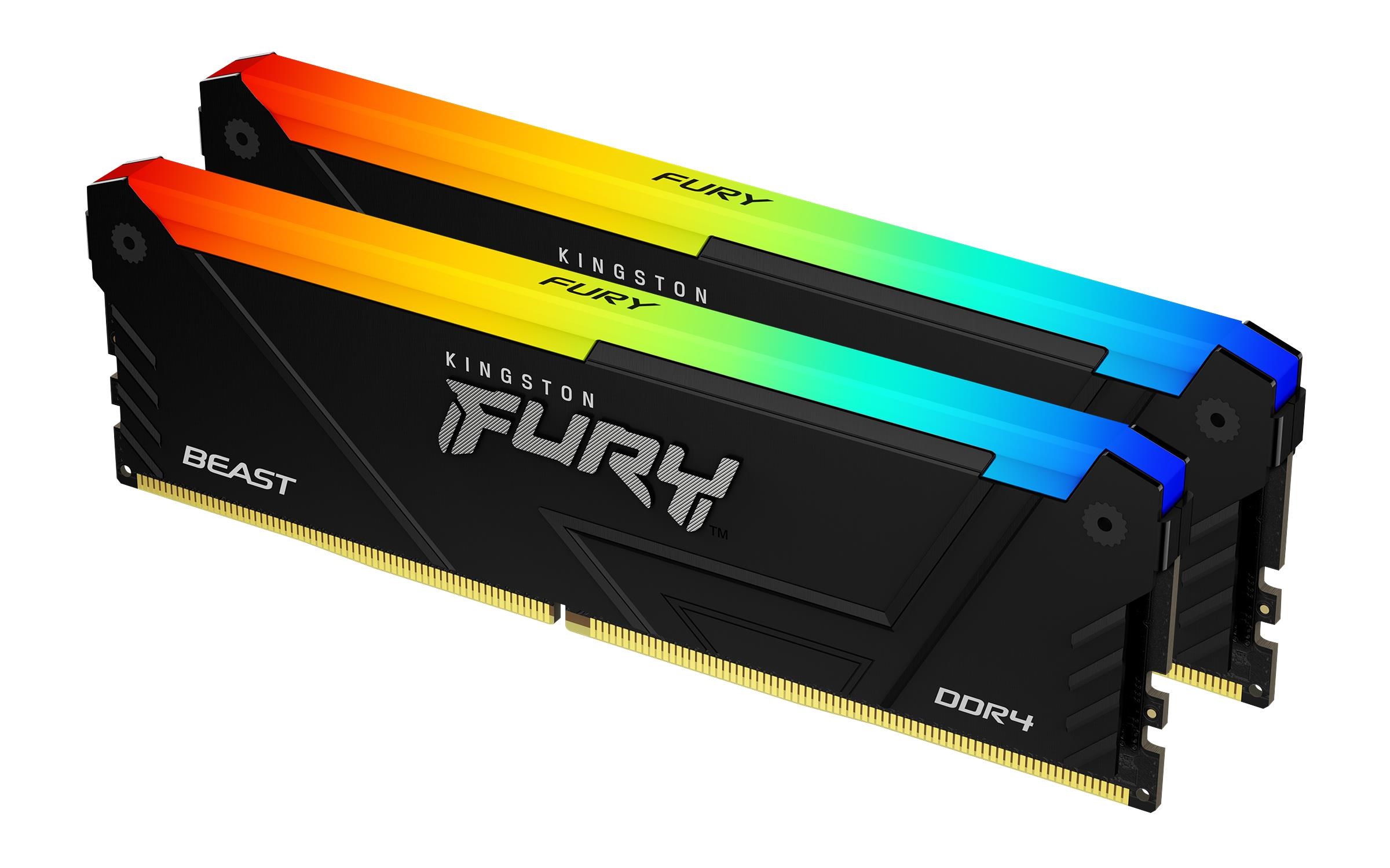 Kingston Fury Beast Rgb Ddr4-3200 - 32gb - Cl16 - Dual Channel (2 Pcs) - Intel Xmp - Schwarz - Ram
