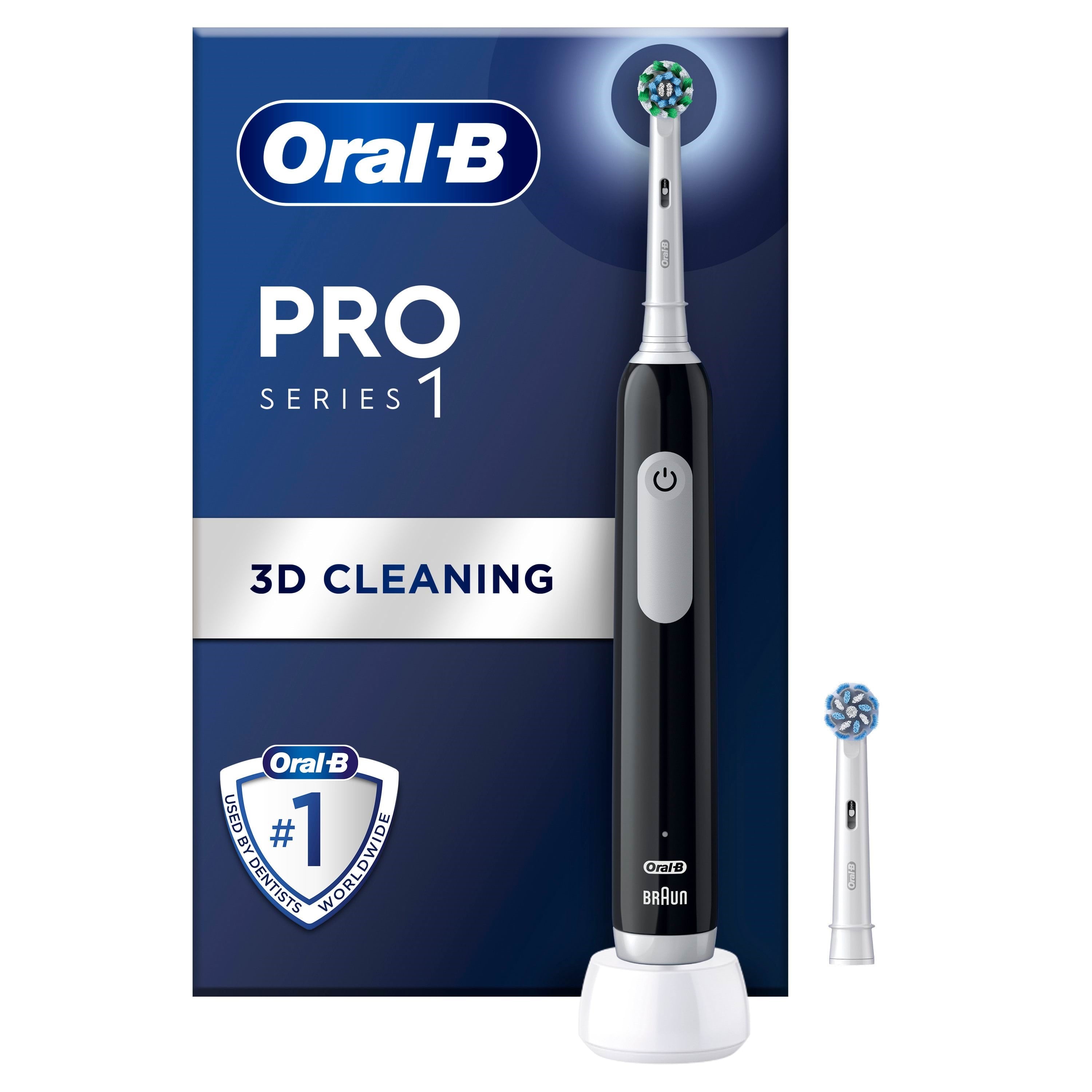 Oral-b Elektrische Zahnbürste Pro1 Black + Extra Brush Head - Elektrische Zahnbuersten