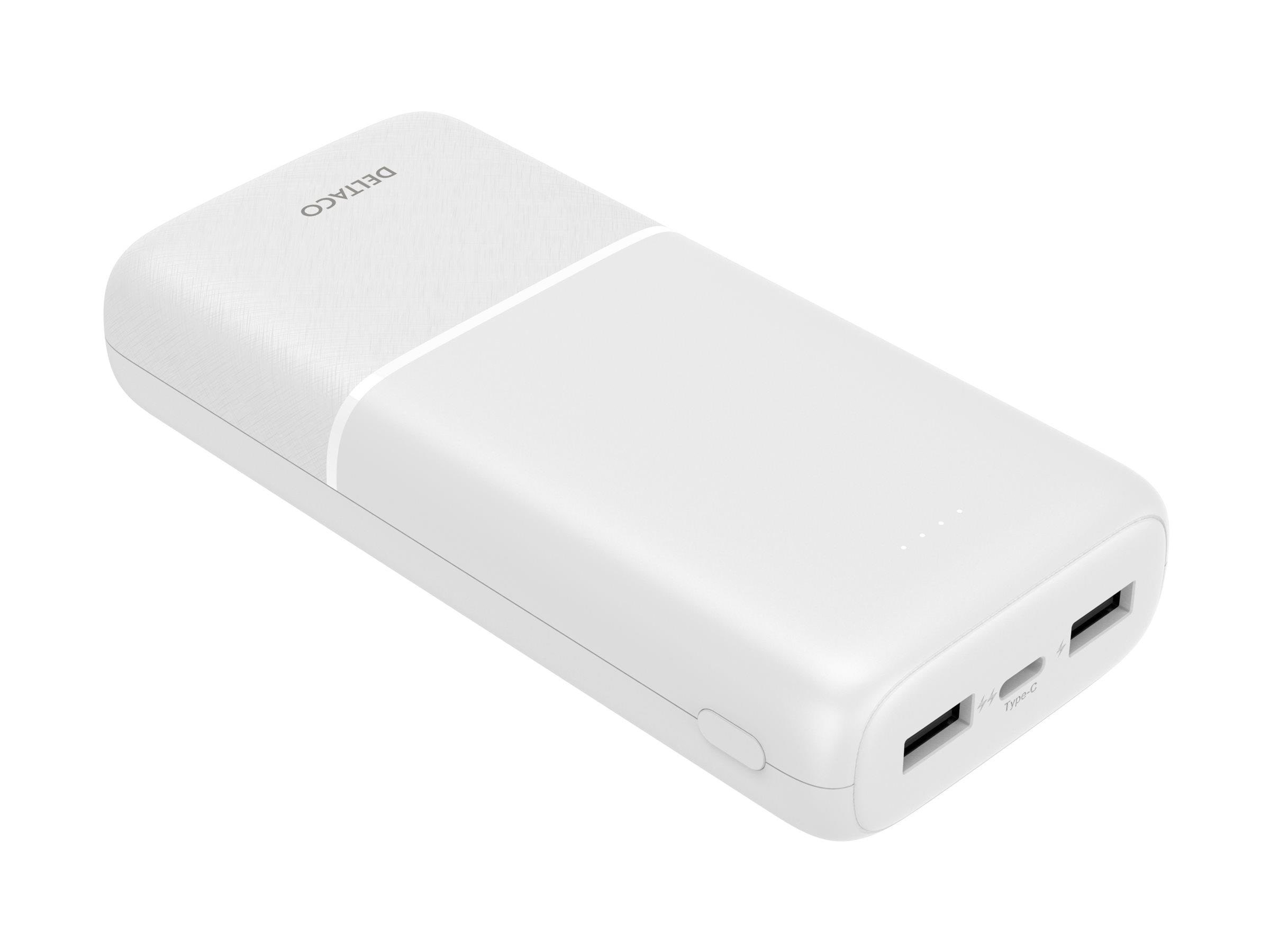 Deltaco Pb-c1006 Powerbank | 2x Usb-a | 1x Usb-c | White - 20000 Mah - Powerbank Akku Weiß
