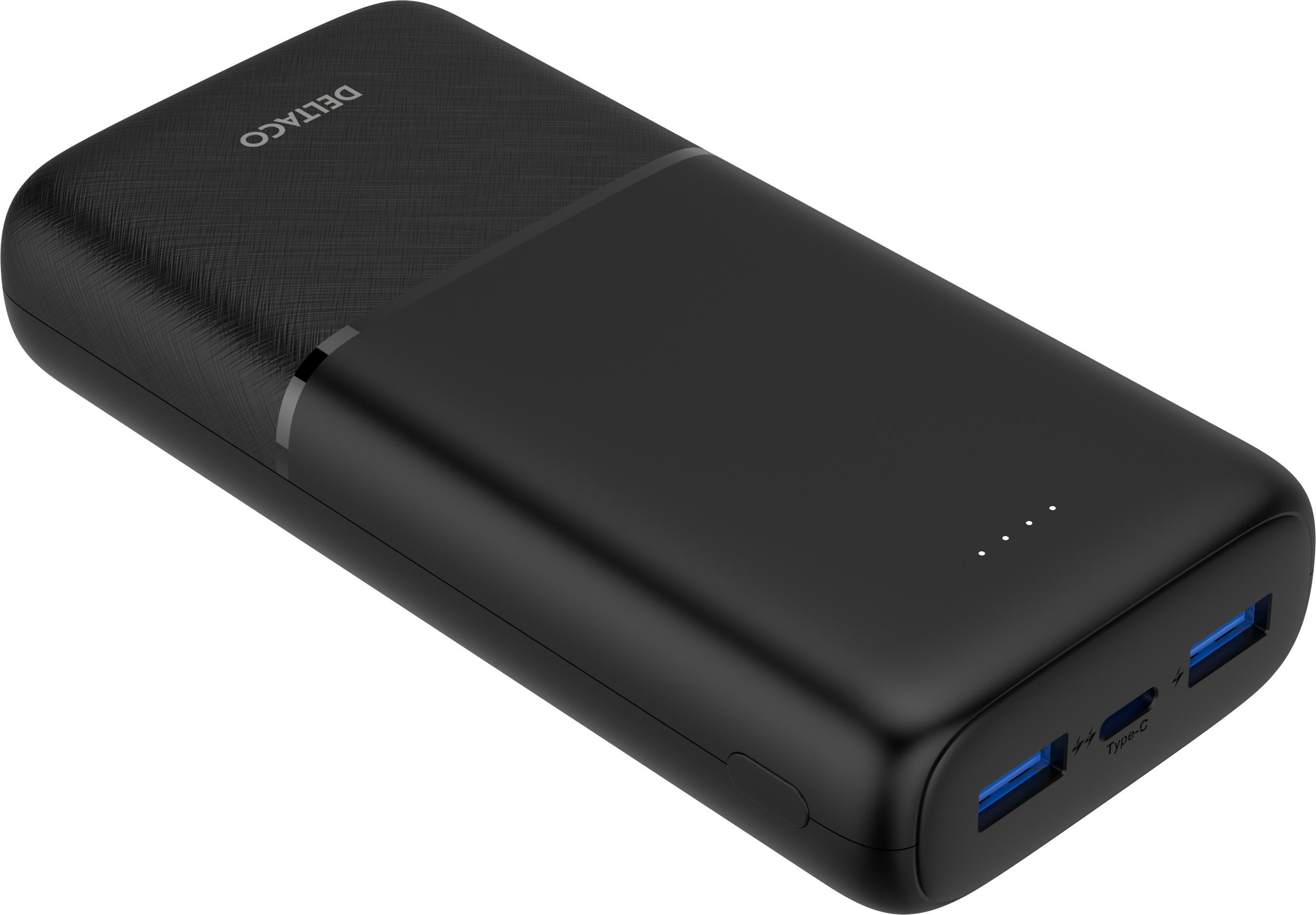 Deltaco Pb-c1008 Powerbank | 2x Usb-a + 1x Usb-c | PD | Black - 20000 Mah - Powerbank Akku