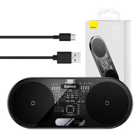 Baseus Dual Qi Wireless Charger Digital Led Display 20w - Handys Adapter Und Ladegeraete