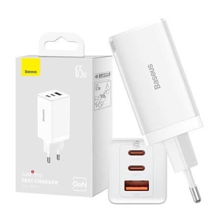 Baseus Wall Charger Gan5 Pro 2xusb-c + Usb 65w (White) - Handys Adapter Und Ladegeraete